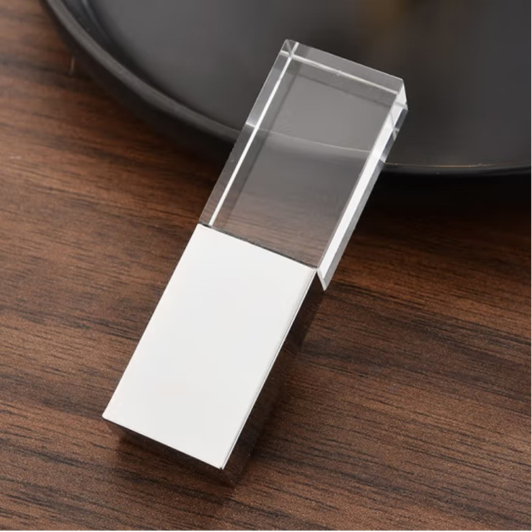 2023 Gadgets Corporate Gifts Cles USB 2.0 3.0 32GB 64GB 128GB Pormo Memoria USB LED Glass Flash Drive With Box Wedding USB stick