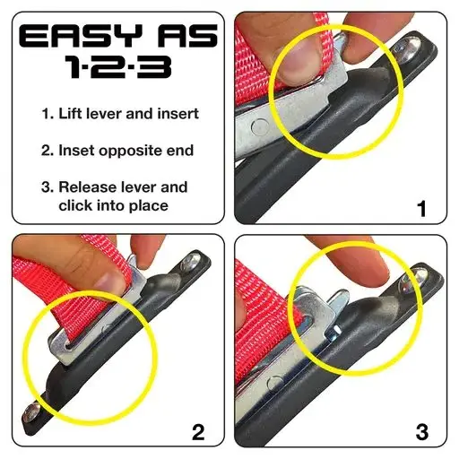 Aluminium Handle D Ring Ratchet Lashing Strap Ratchet Tie Down 2 x 9 Inch 4400 lb Available for Bulk Export from US Manufacturer