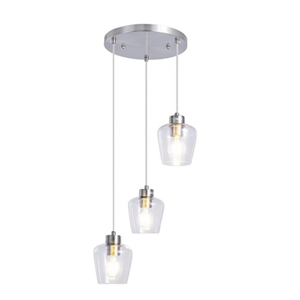 Brushed Nickel pendant light fixtures Art Deco 3 light chandelier Glass kitchen led lights