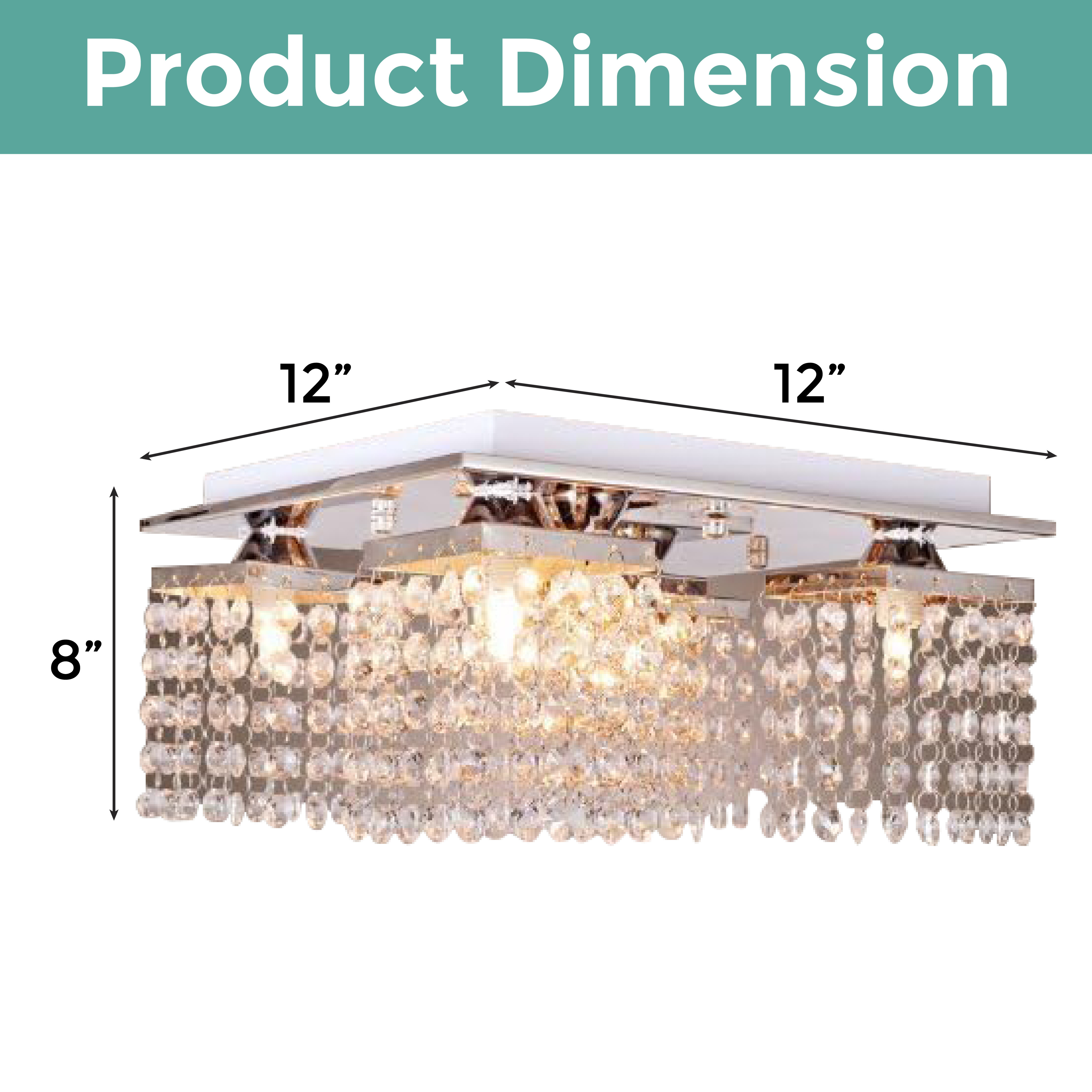 Crystal Ceiling Light 5 Light Chrome Flush Mount Ceiling Light Fixture