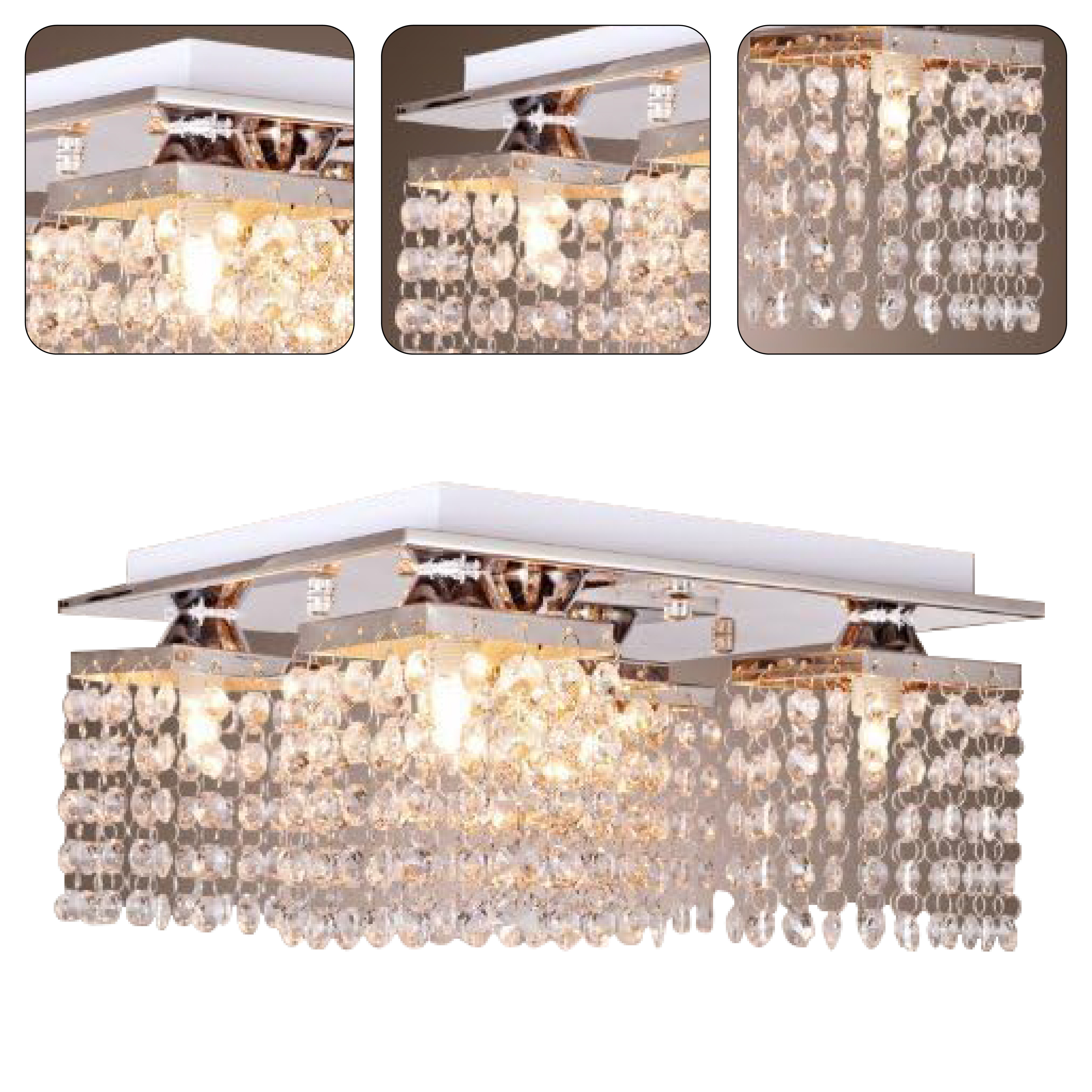 Crystal Ceiling Light 5 Light Chrome Flush Mount Ceiling Light Fixture