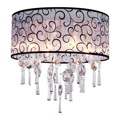 Elegant Transparent Crystal 4 Light Drum Flush Mount Ceiling Light Fixture