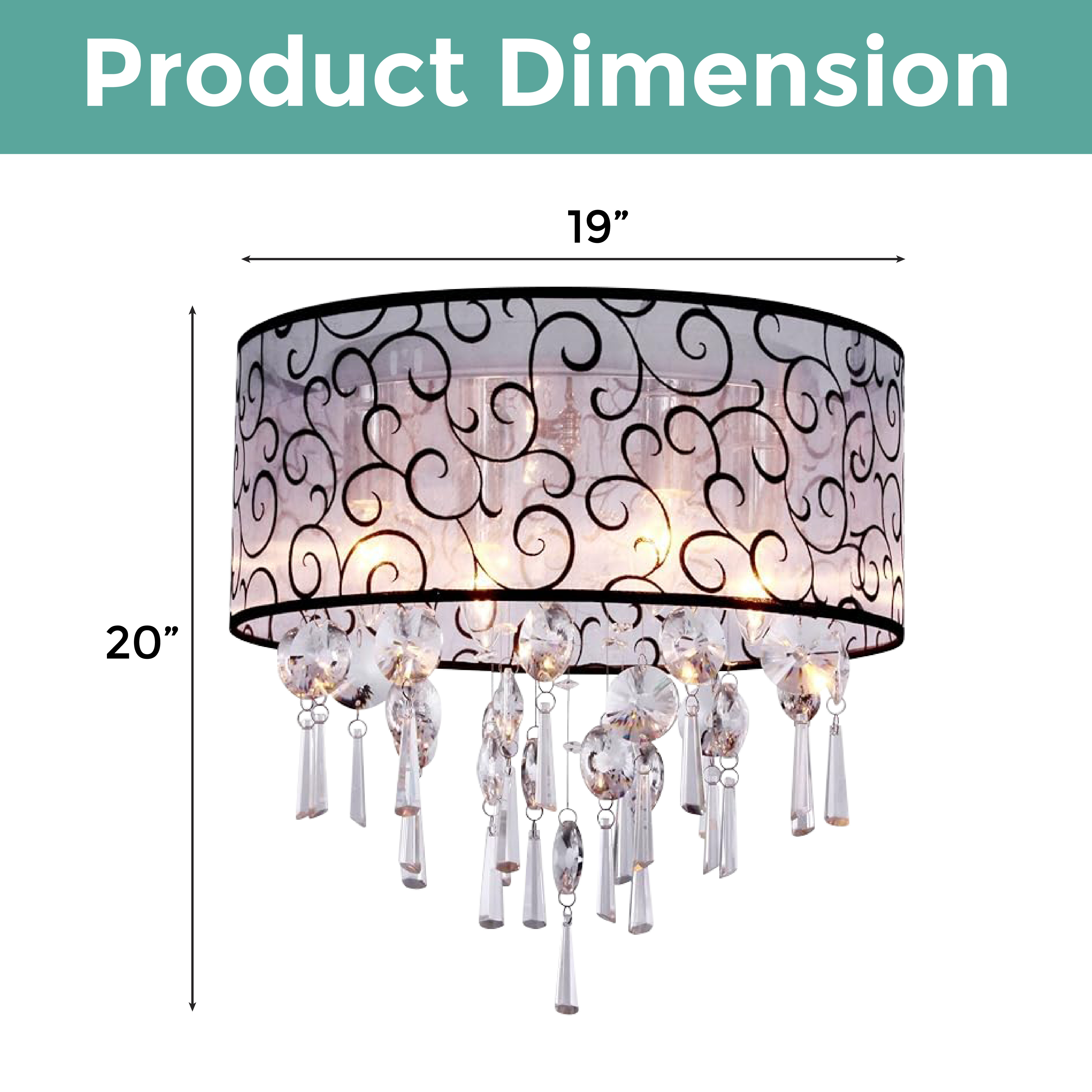 Elegant Transparent Crystal 4 Light Drum Flush Mount Ceiling Light Fixture