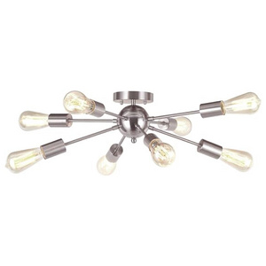 8 light antique sputnik ceiling light with brushed nickel finish