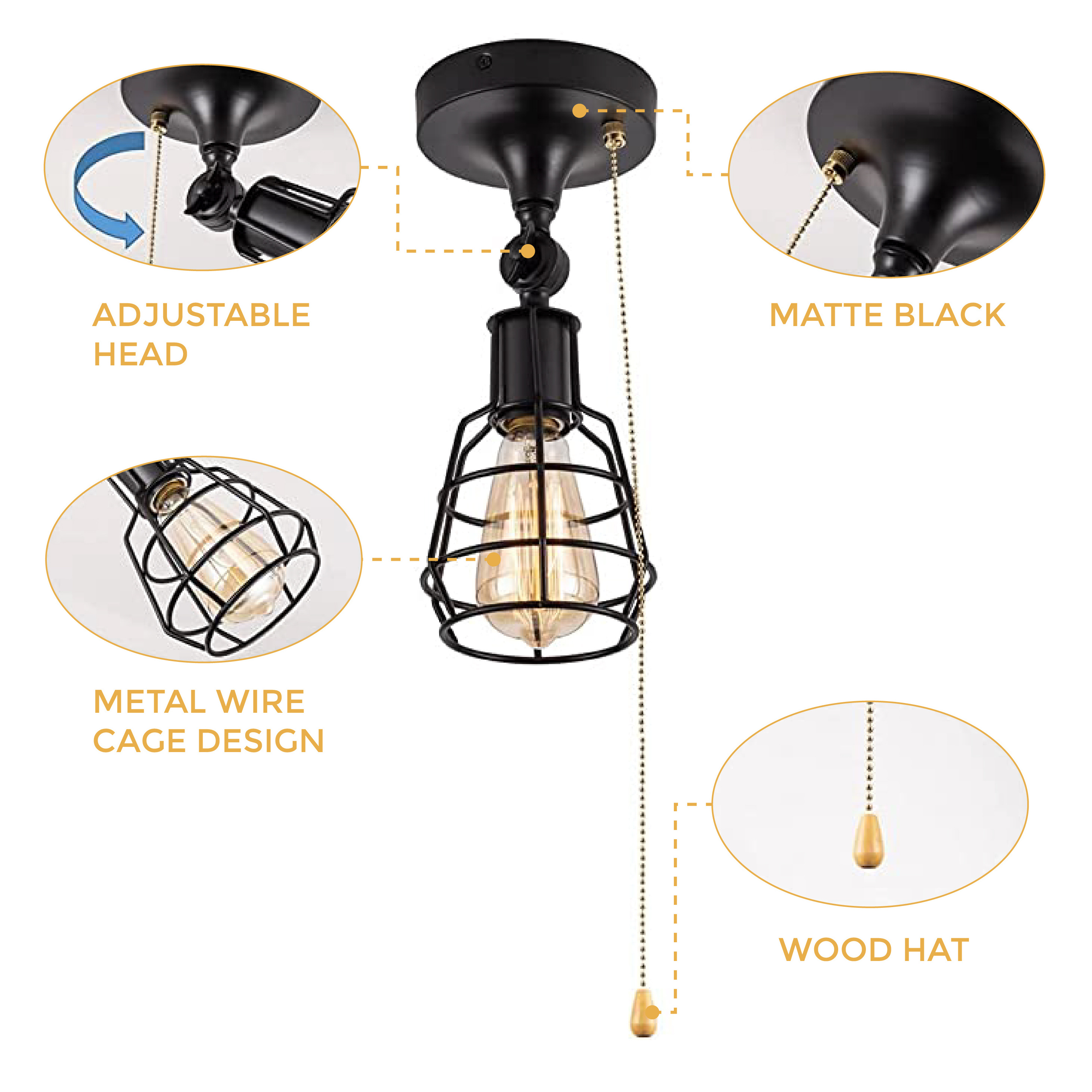 Oil Black fixture with pull chain 1 Light pull light fixture Industrial pull chain light