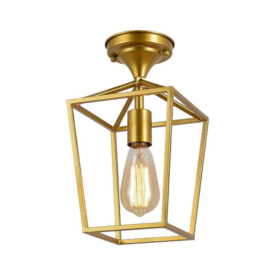 2 pack cage ceiling light fixture gold semi flush mount lighting