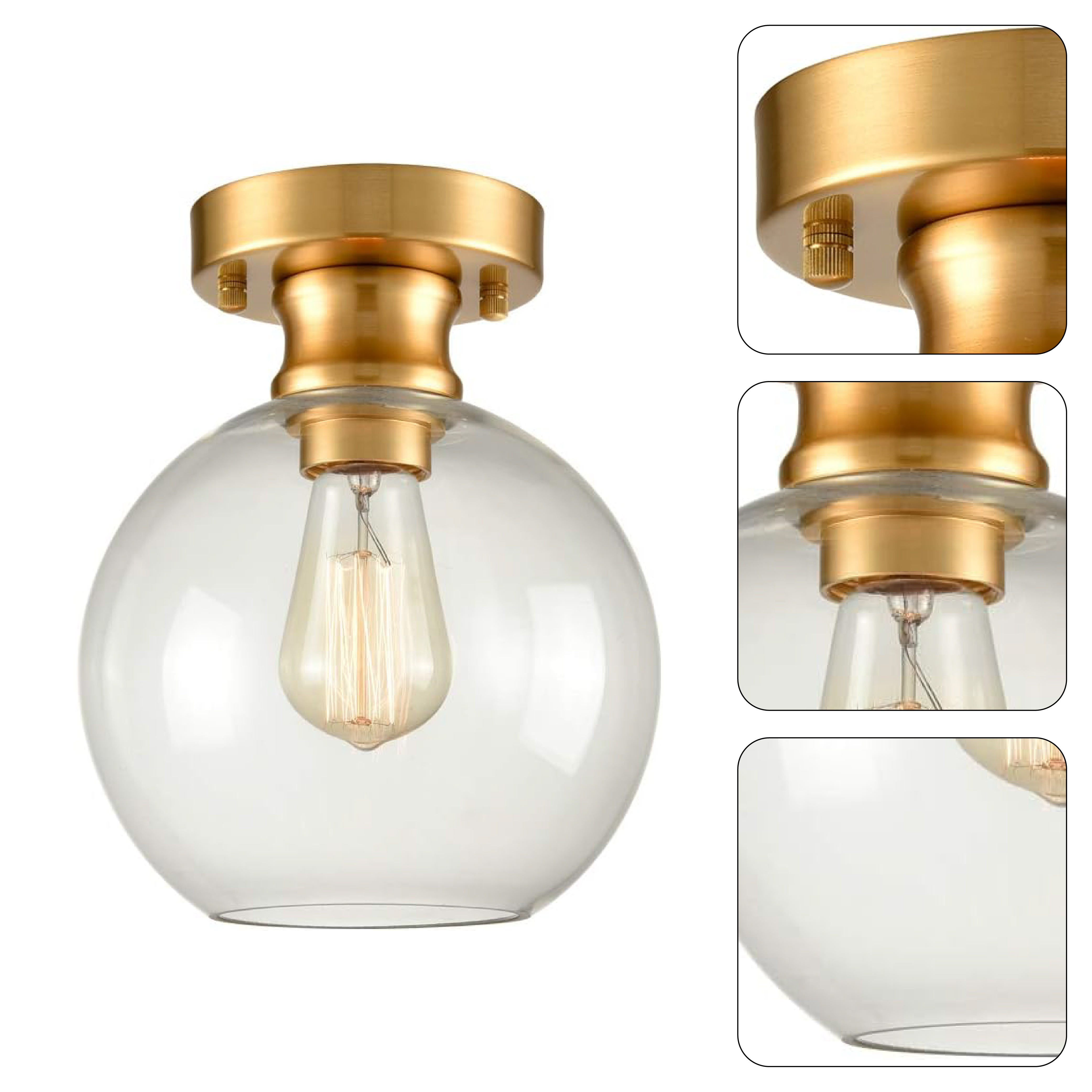 Glass ceiling light fixture gold semi flush mount light fixture