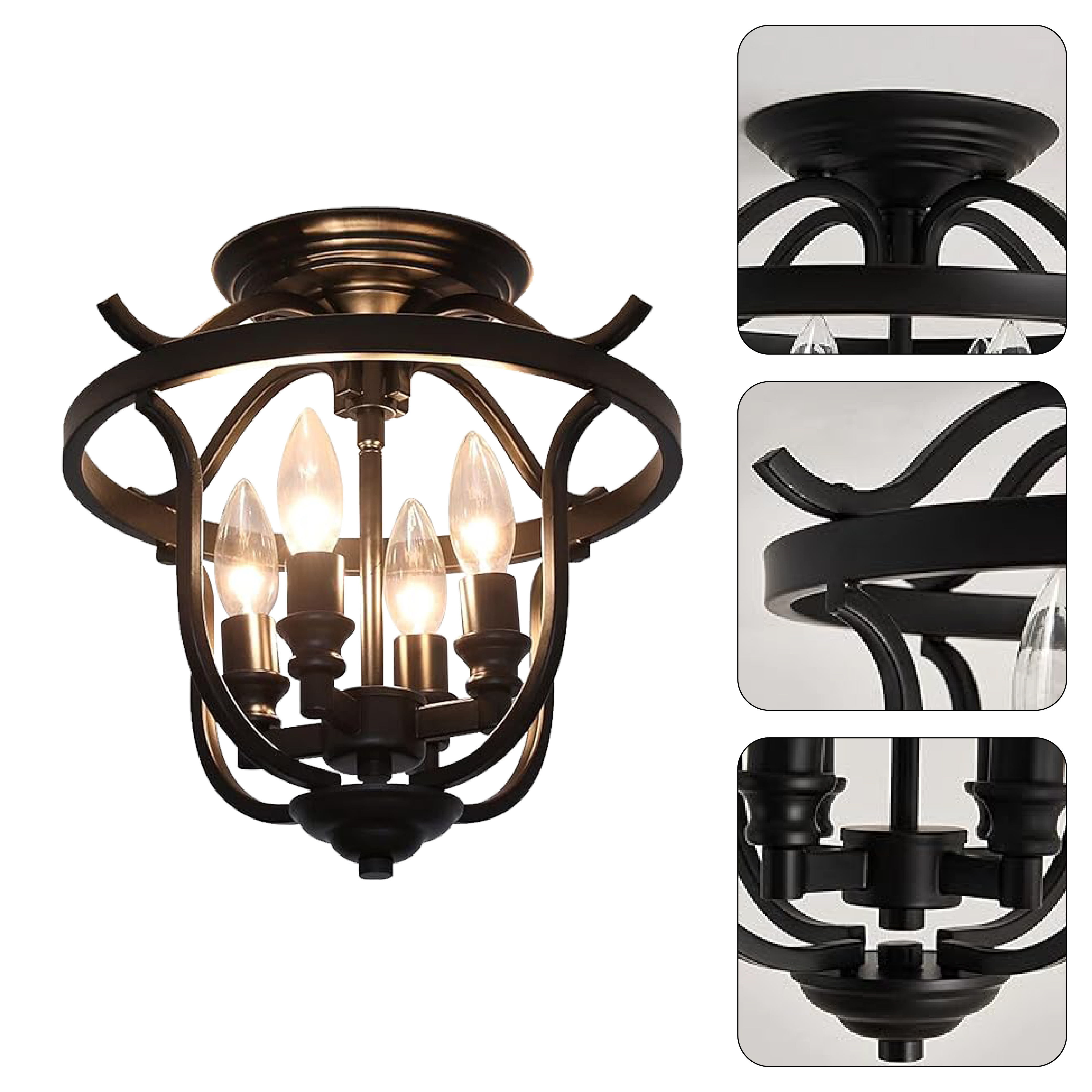 Rust laundry room light fixtures 4 light black semi flush mount ceiling light fixtures