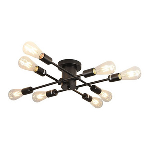 8 light semi flush mount ceiling lamp black sputnik ceiling lighting