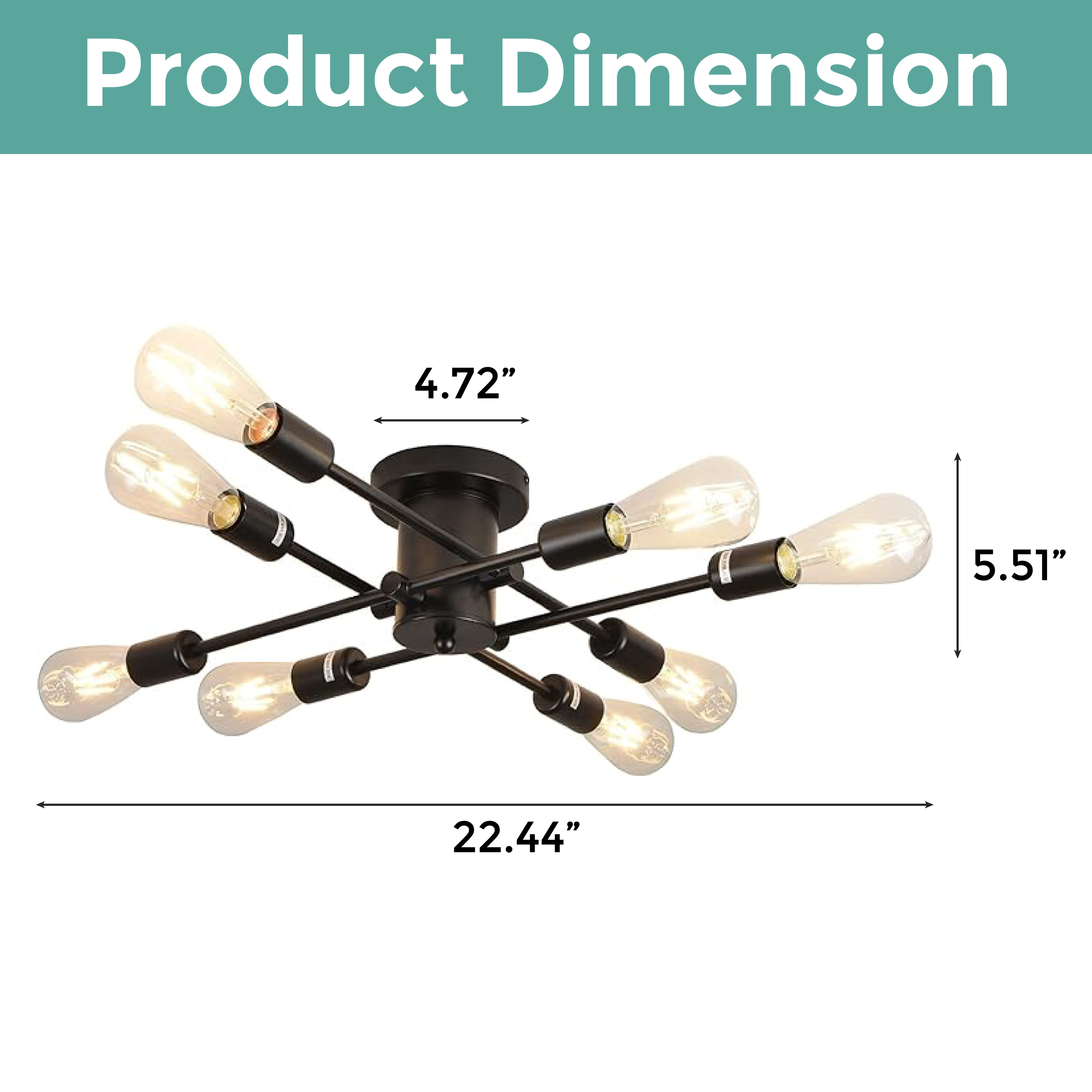 8 light semi flush mount ceiling lamp black sputnik ceiling lighting