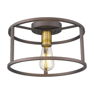 Vintage industrial ceiling light fixture with oil-rubbed bronze finish