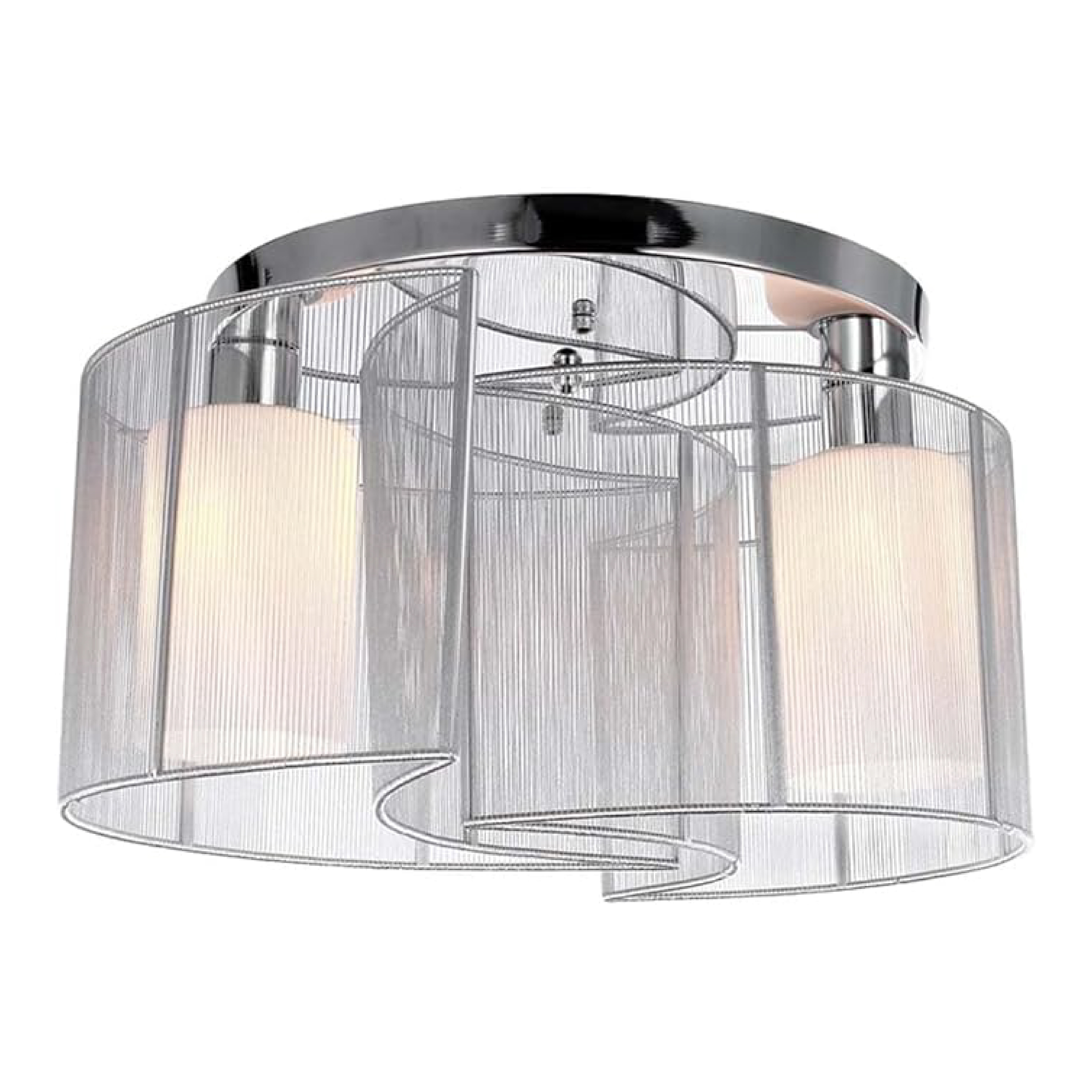 Chrome 2 Light Semi Flush Mount Ceiling Light Fixture Glass Cloth Cover