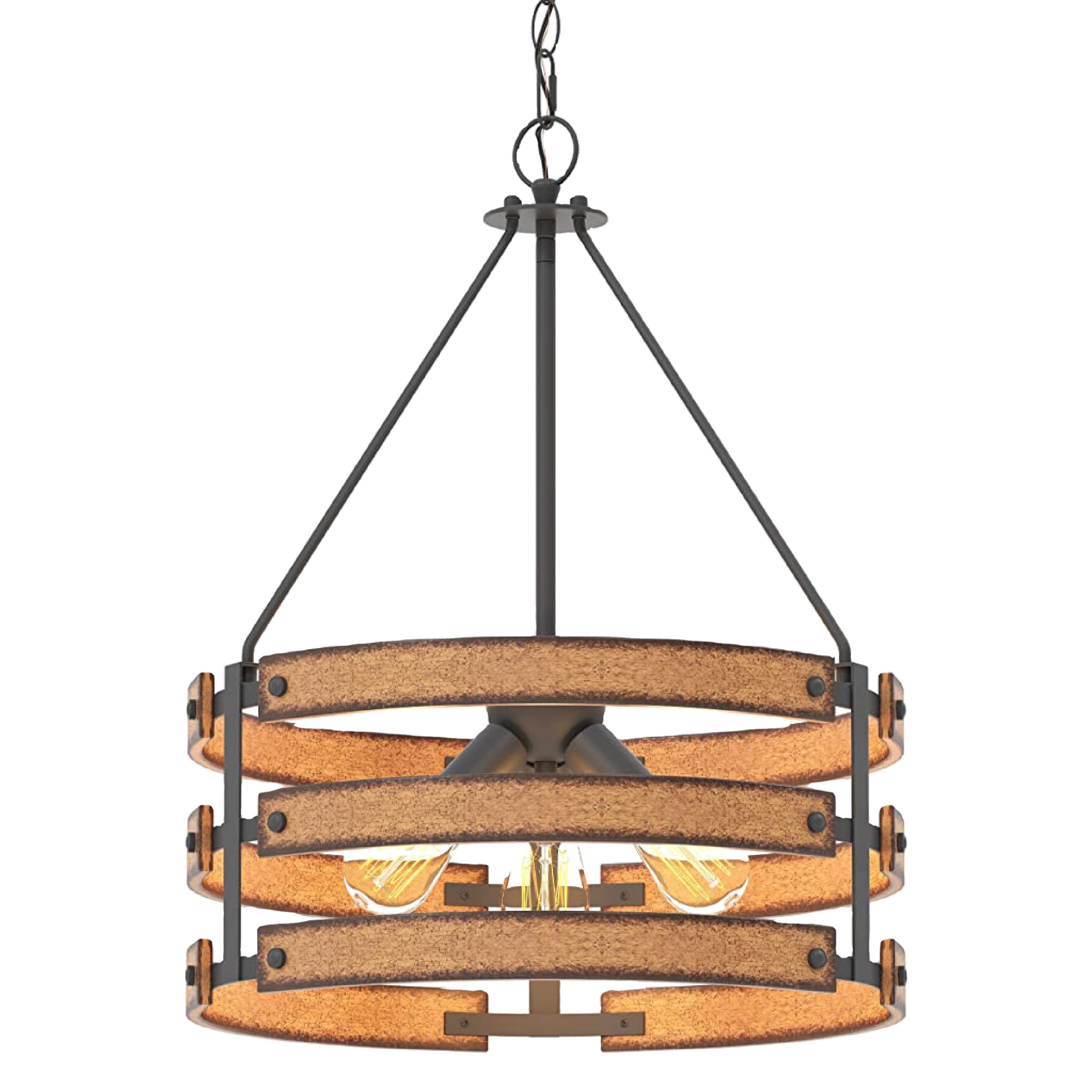 3 kitchen hanging lights Barnwood rustic light fixtures Art Deco wood chandelier light