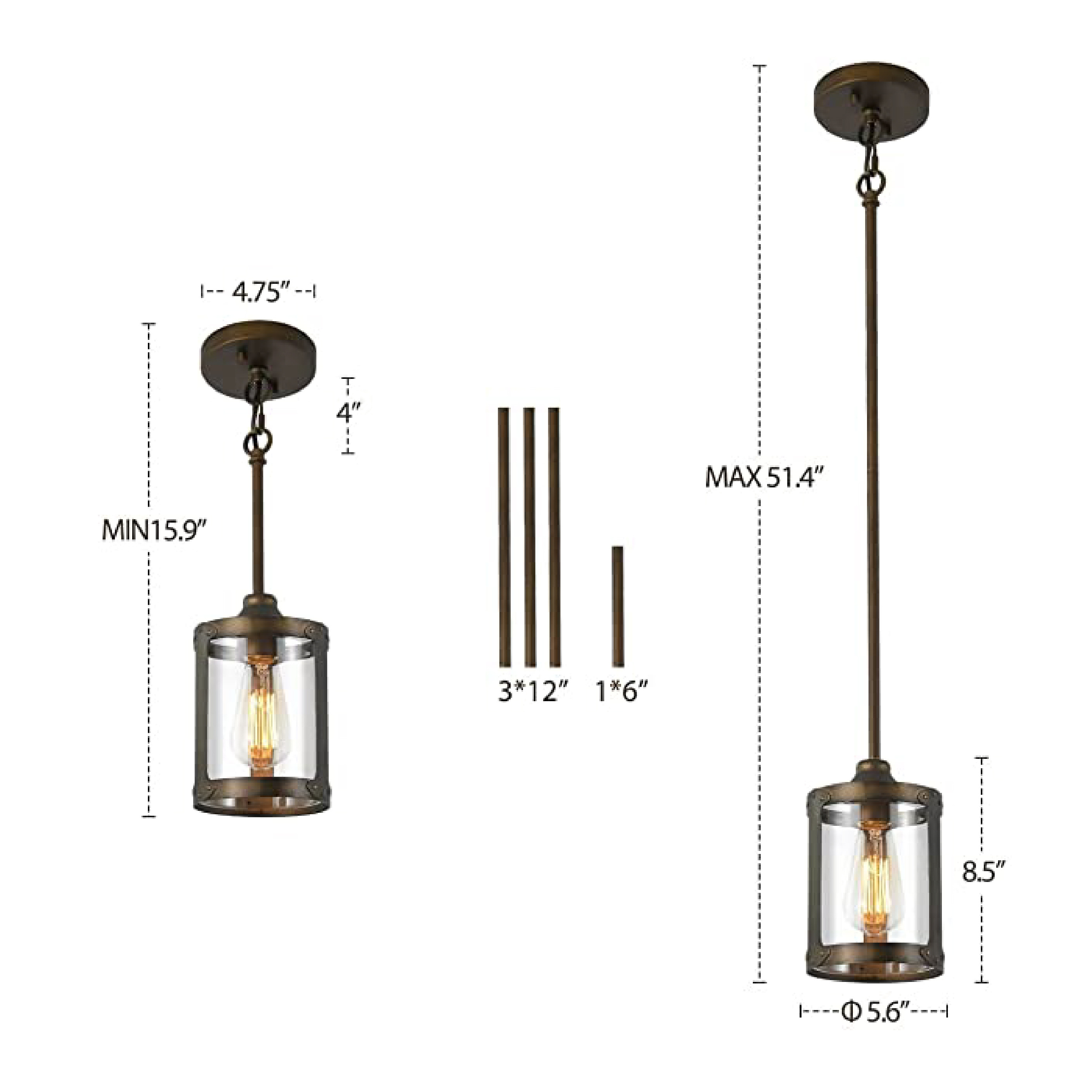 Brass farmhouse pendant light fixtures Adjustable Hanging Light Modern Kitchen Island Light