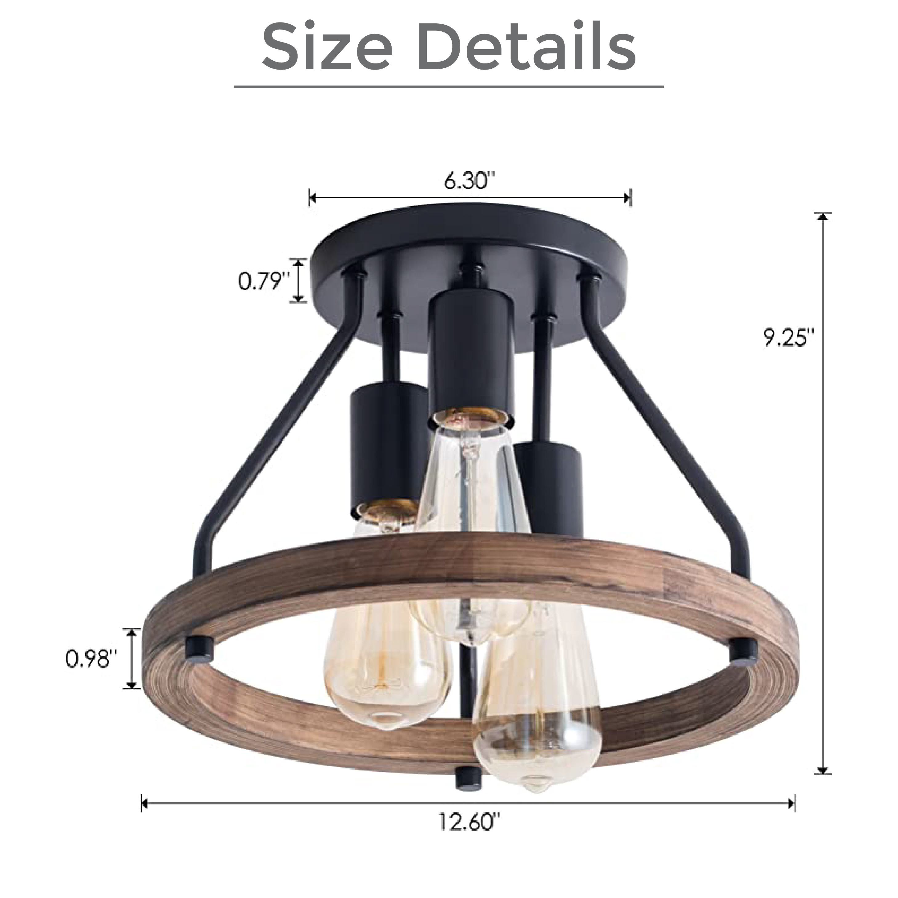 3 black semi flush mount ceiling light Metal farmhouse ceiling light Entryway industrial ceiling light