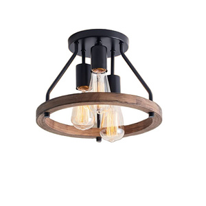 3 black semi flush mount ceiling light Metal farmhouse ceiling light Entryway industrial ceiling light