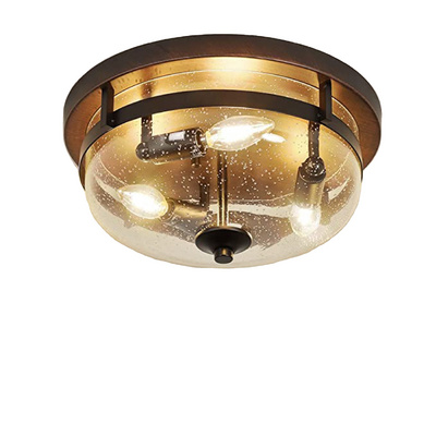 3 seeded glass flush mount ceiling light Metal hallway lights Seeded Glass ceiling mount light