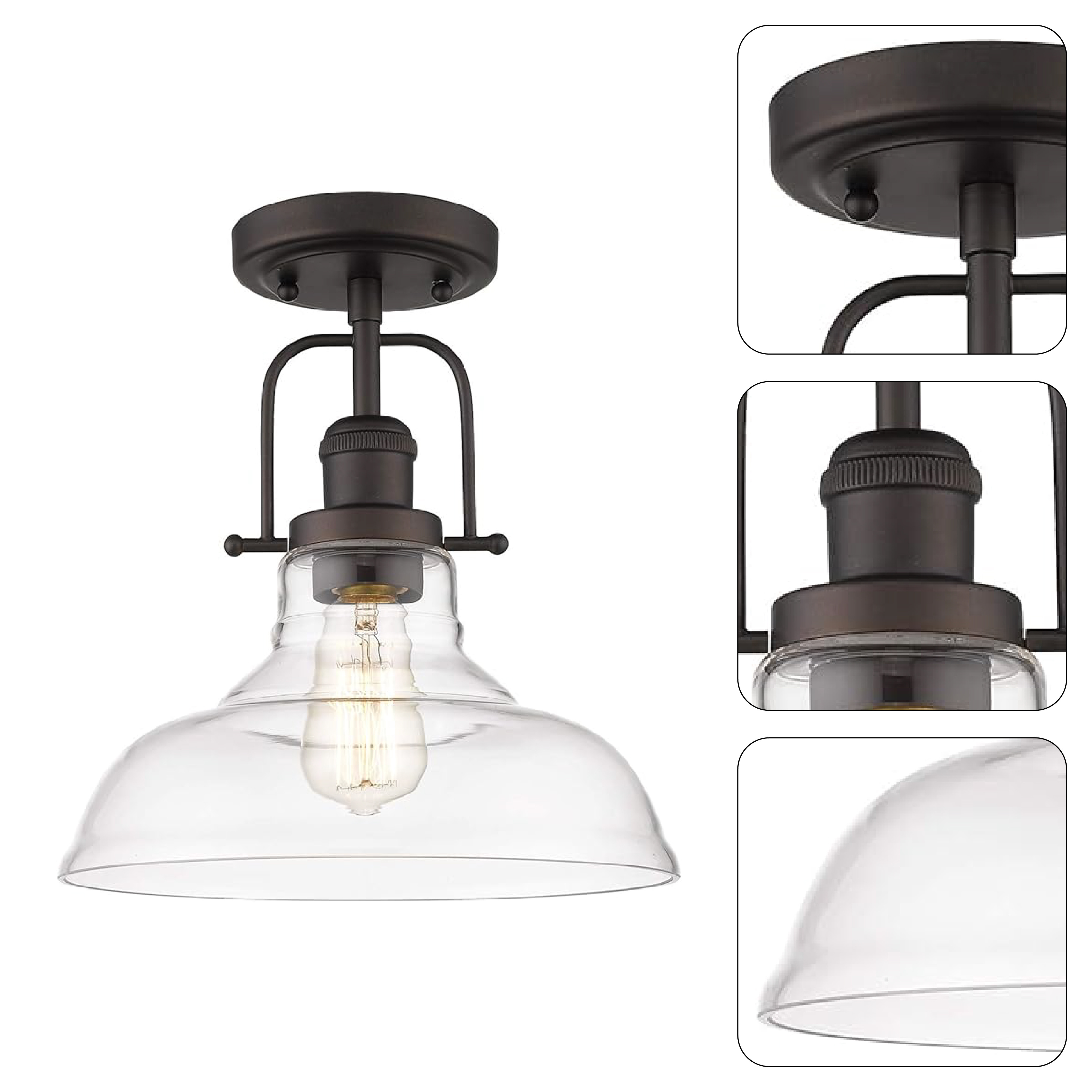 Farmhouse semi flush mount ceiling light glass close to lighting fixture