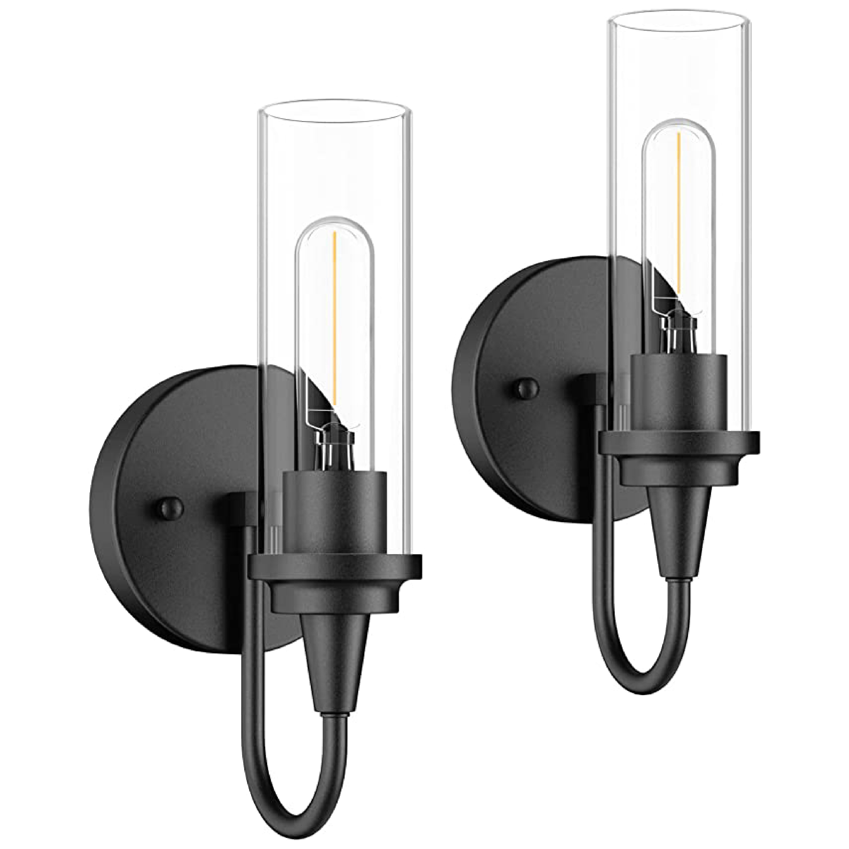 2 light sconces wall lighting Metal matte black decor Modern uplights indoor