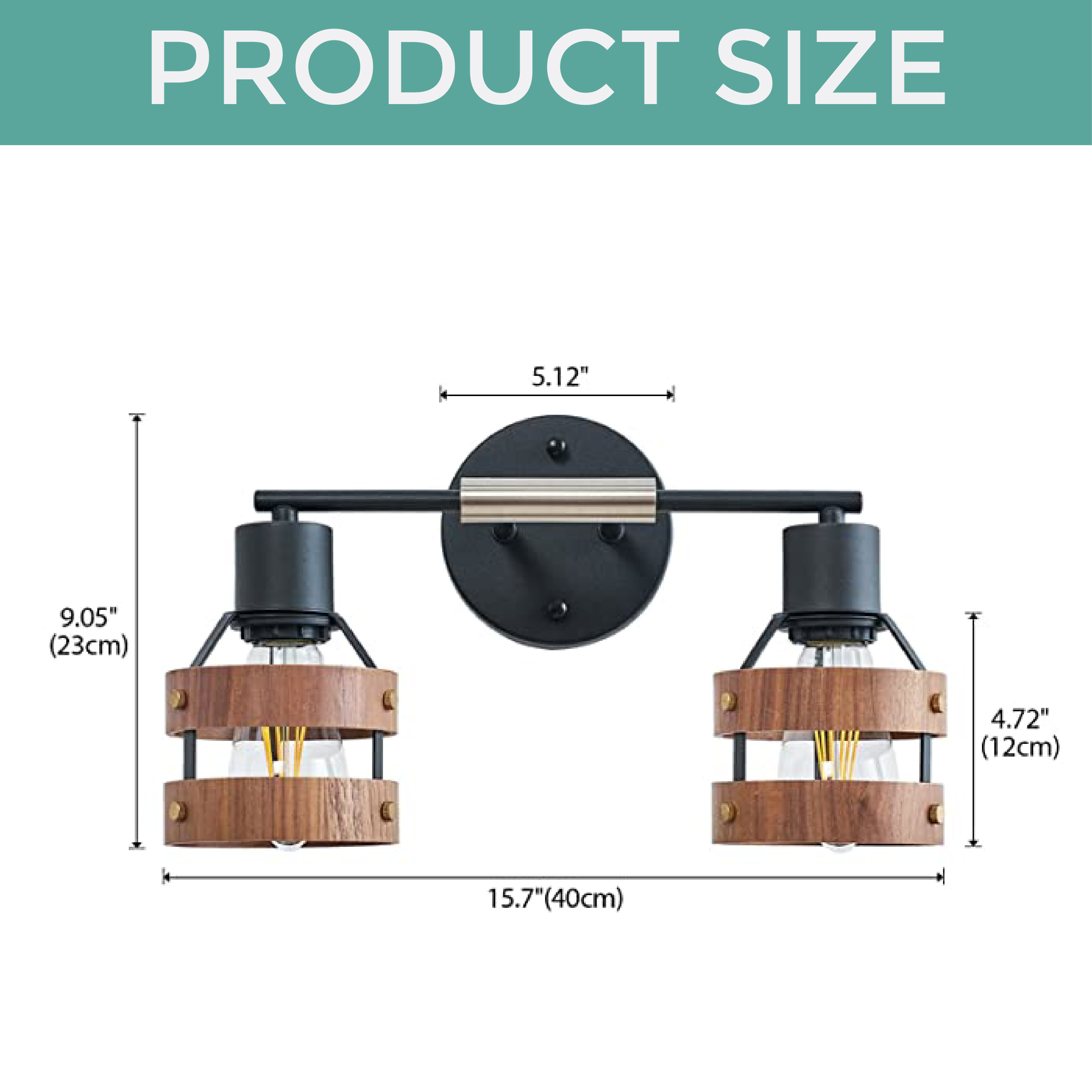 2 bathroom light fixtures brushed nickel Black wall lights for living room Wood & Metal vanity light with outlet