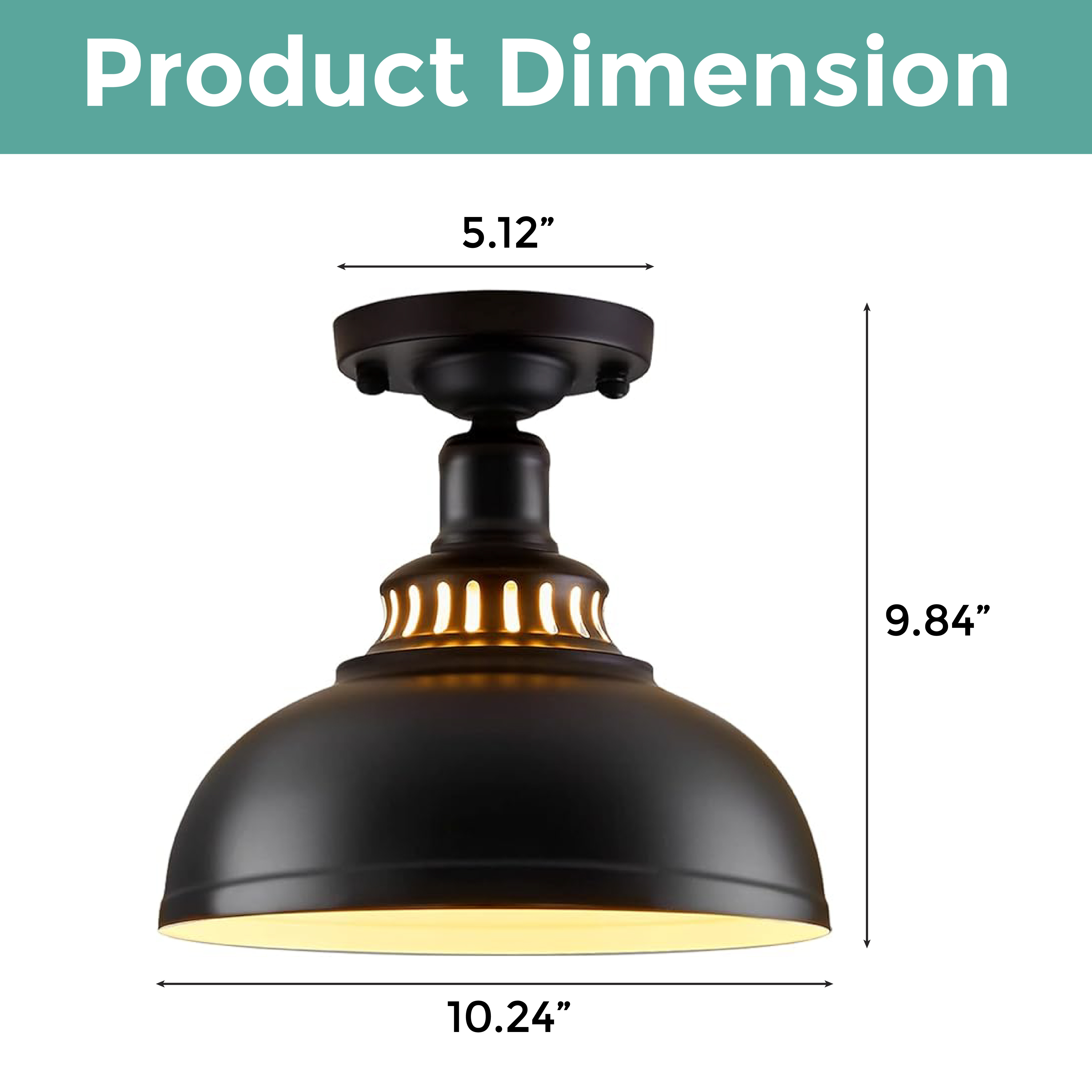 Industrial semi flush mount ceiling light fixture farmhouse black close to ceiling light