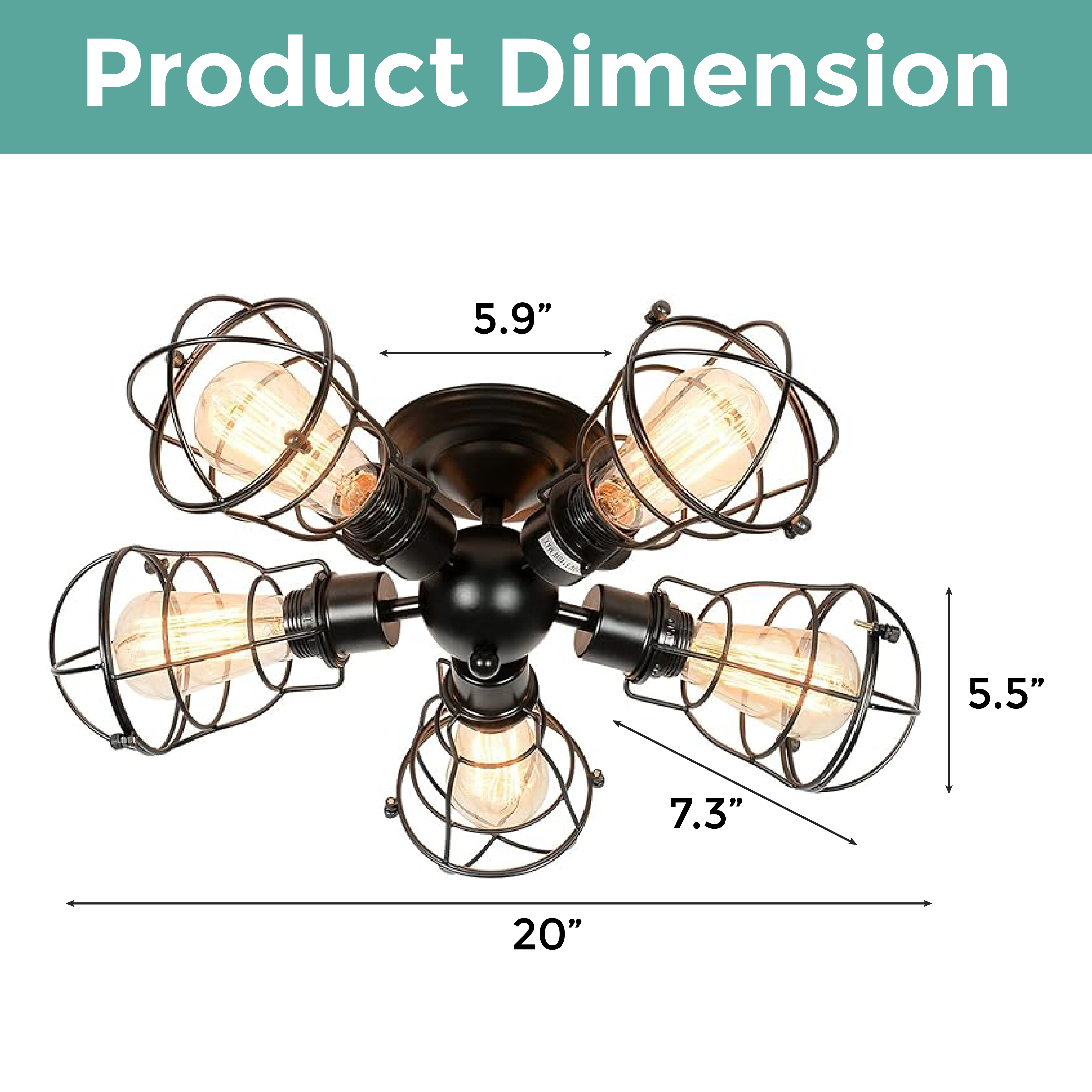 5 light rustic semi flush mount ceiling light industrial wire cage ceiling lamp