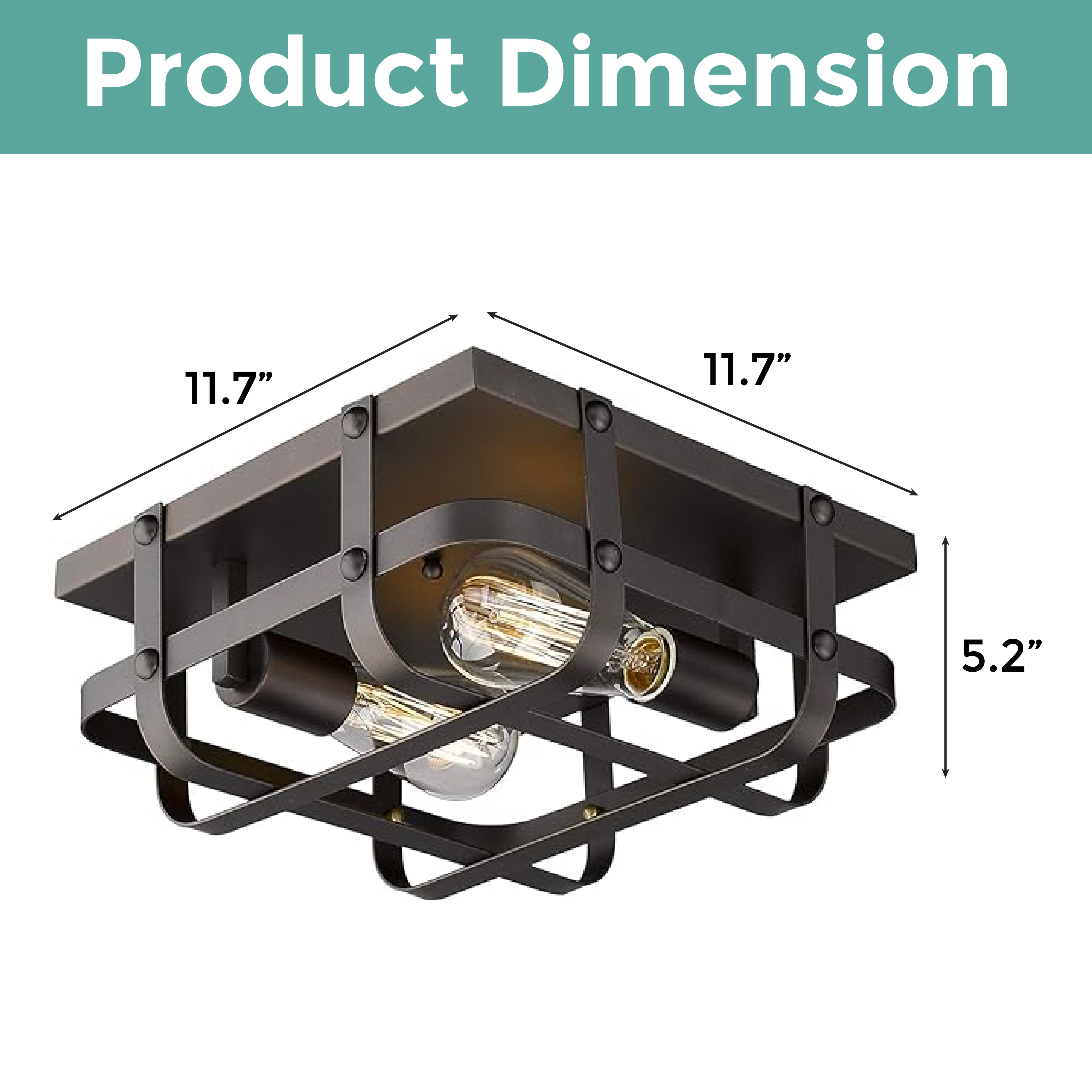 2 light farmhouse ceiling light industrial cage flush mount lighting with bronze finish