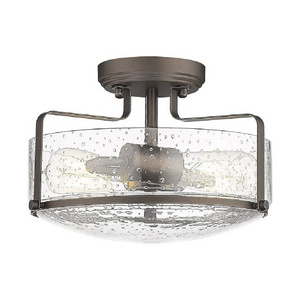 Farmhouse vintage close to ceiling light fixture with seeded glass shade