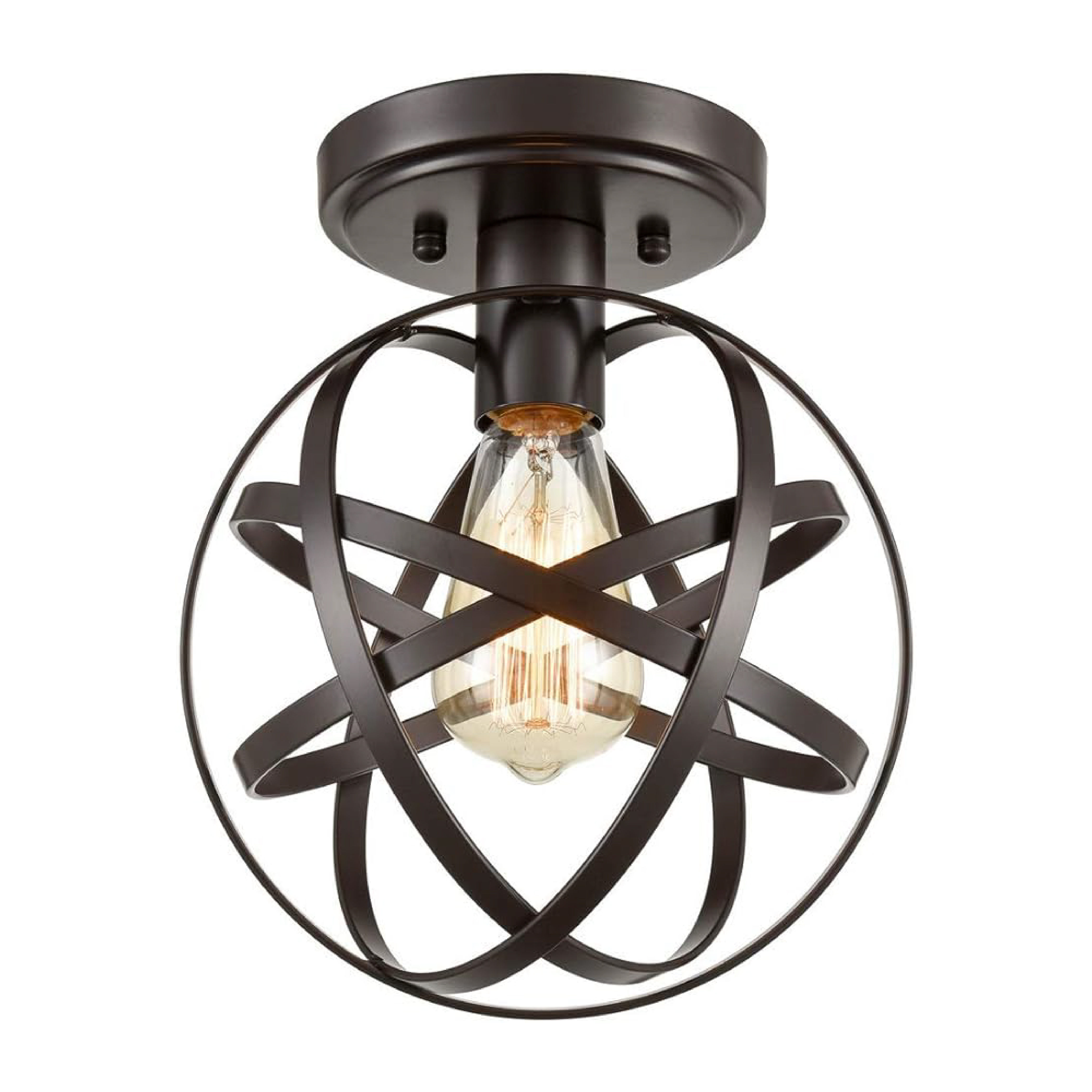 Industrial globe wire cage ceiling light fixture