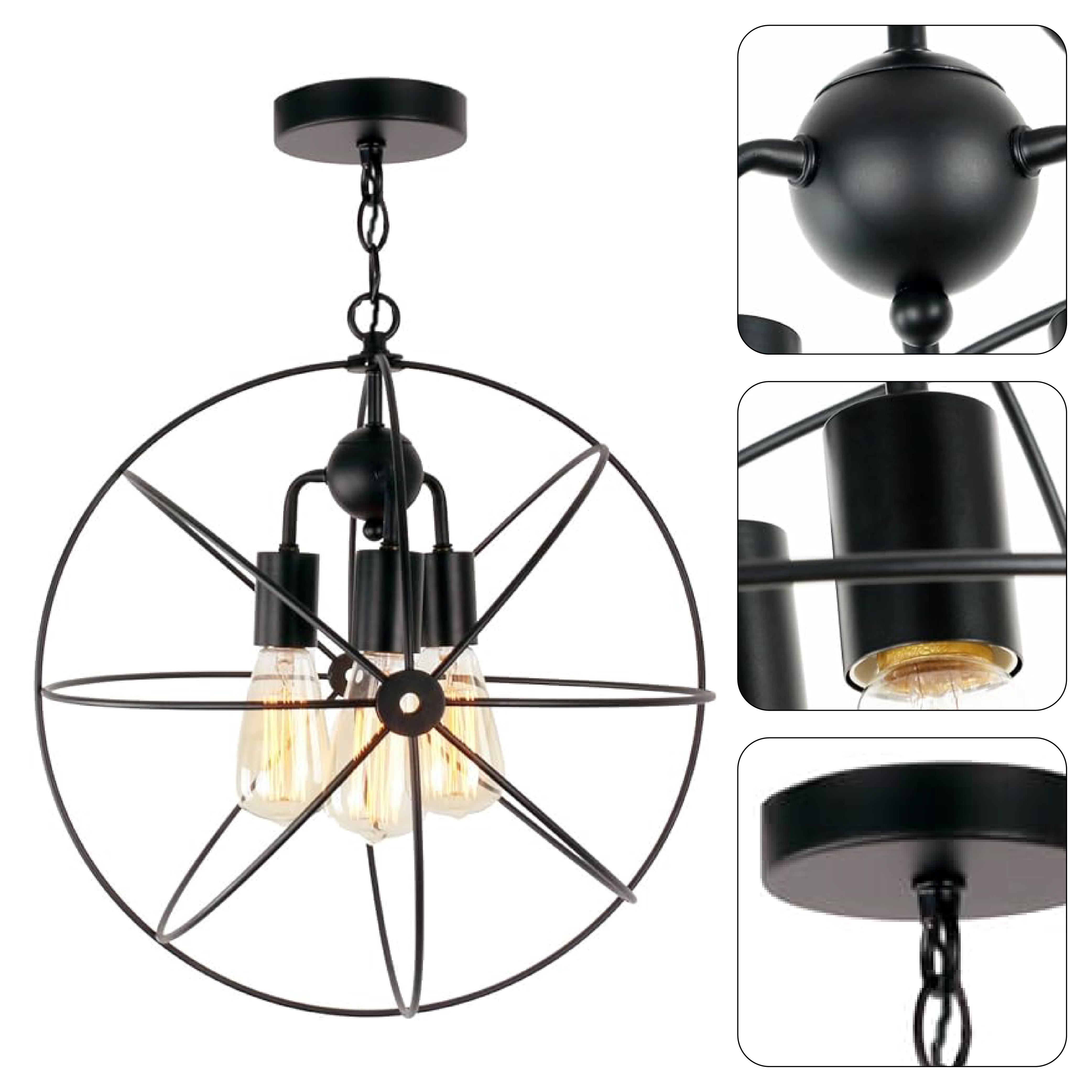 Industrial globe semi flush mount ceiling light