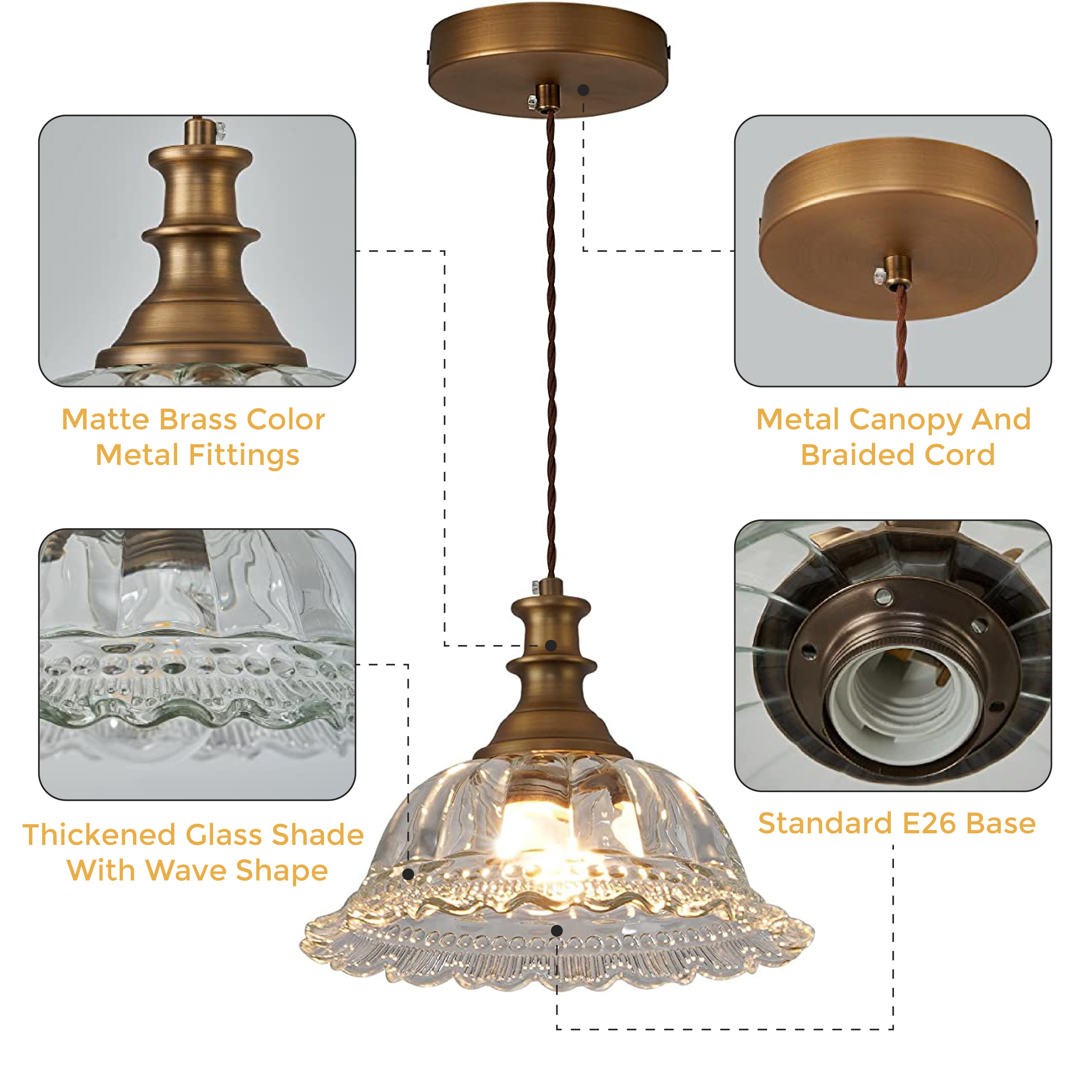 Brass pendant lighting Modern hanging light fixtures Glass vintage over sink light