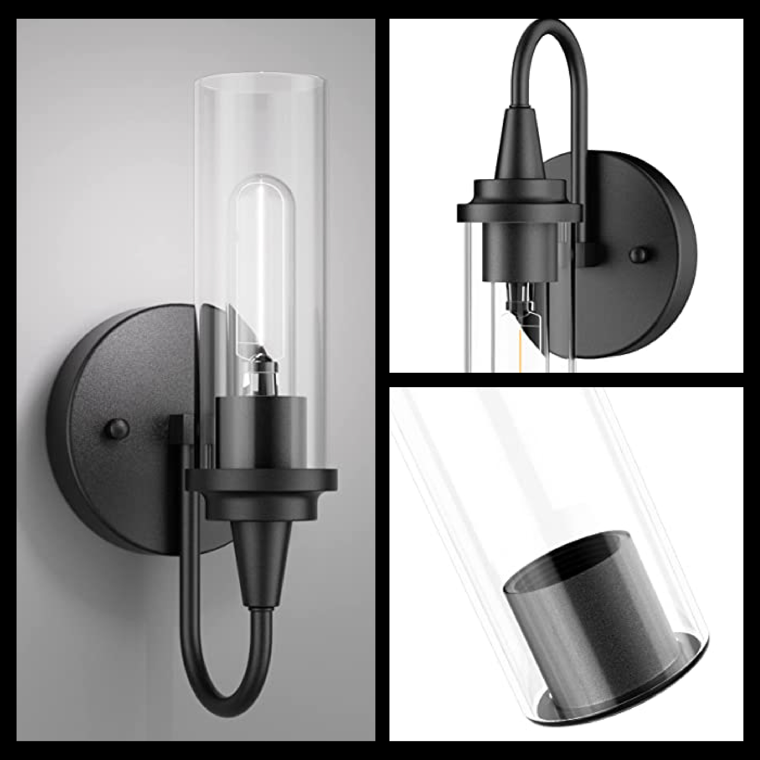 2 light sconces wall lighting Metal matte black decor Modern uplights indoor