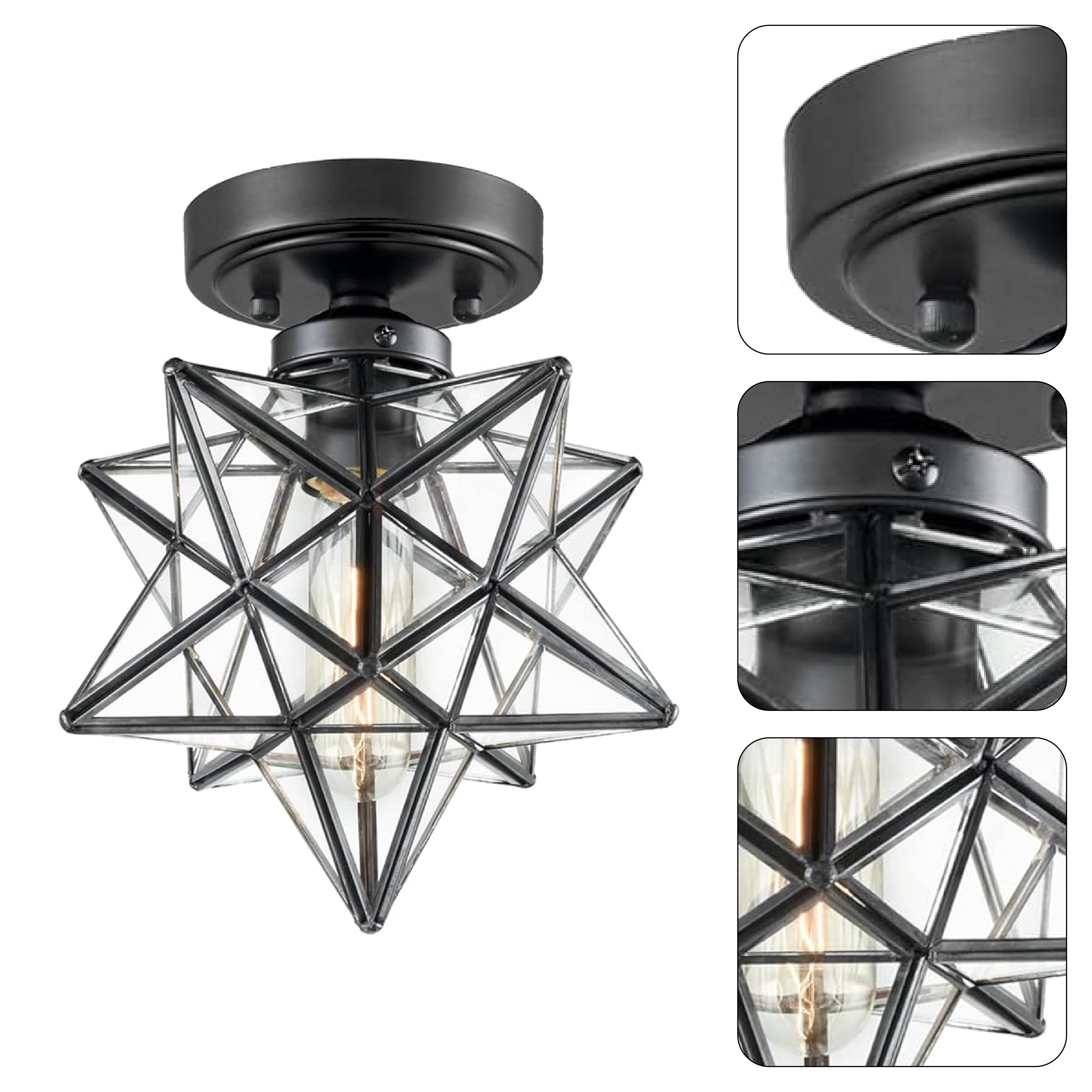 Moravian star ceiling light fixture industrial modern ceiling lamp