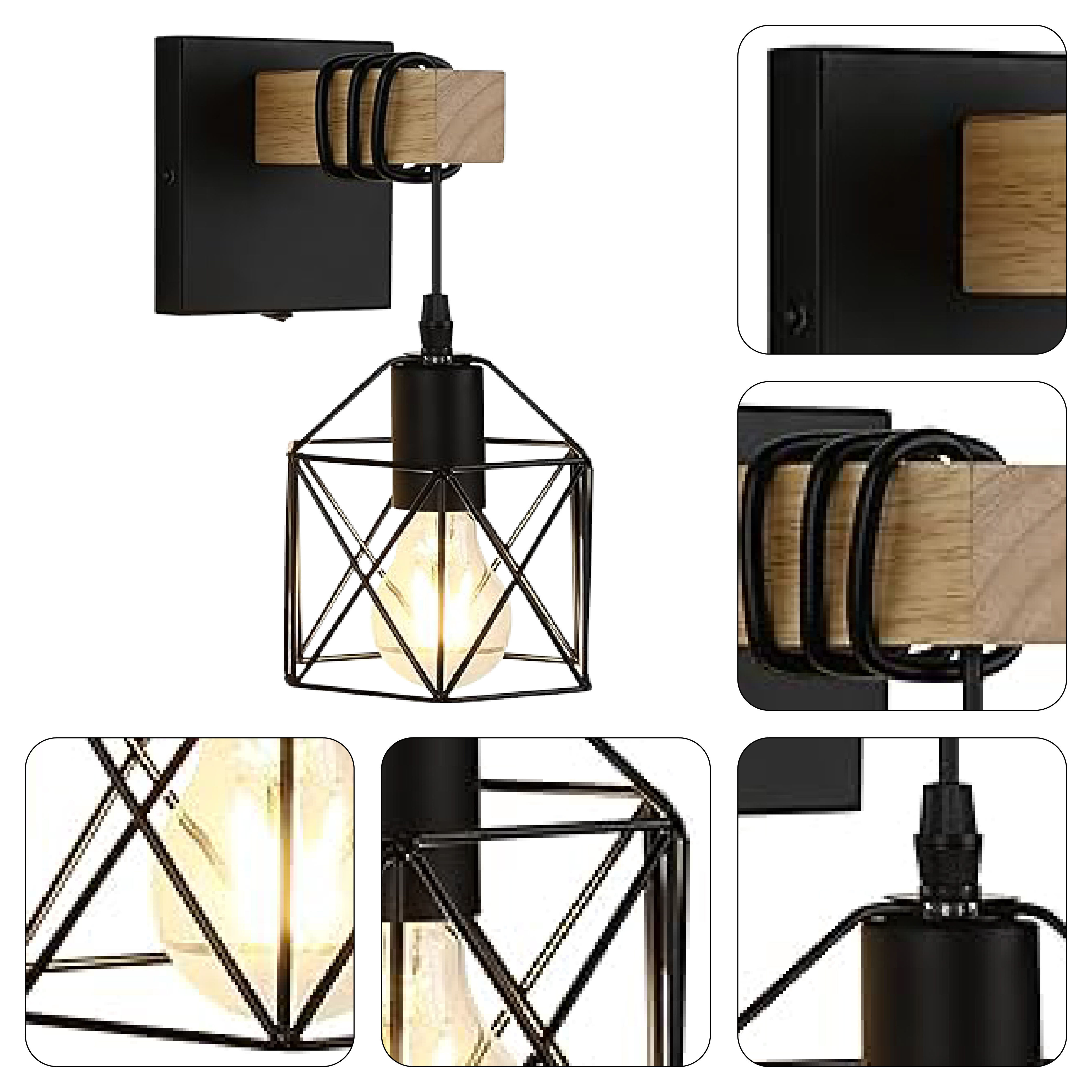 Industrial light bulbs Black wall sconce Metal wall mount light