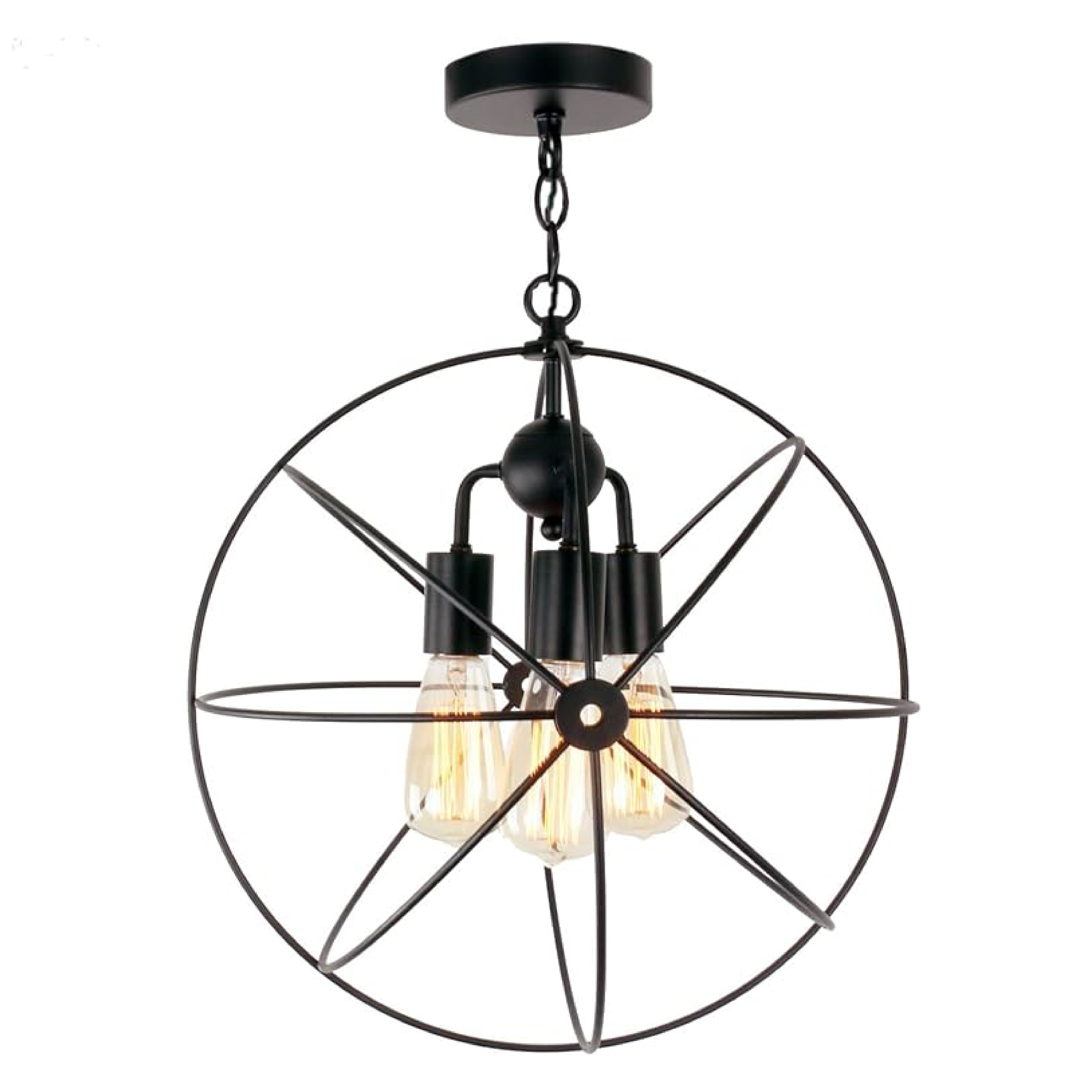 Industrial globe semi flush mount ceiling light