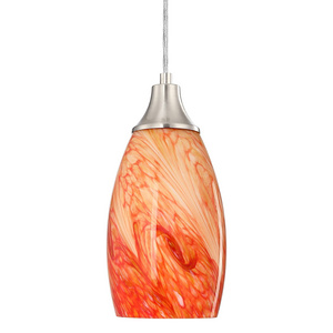 Amber Red glass pendant light Adjustable light cord Nickel over sink lighting fixtures