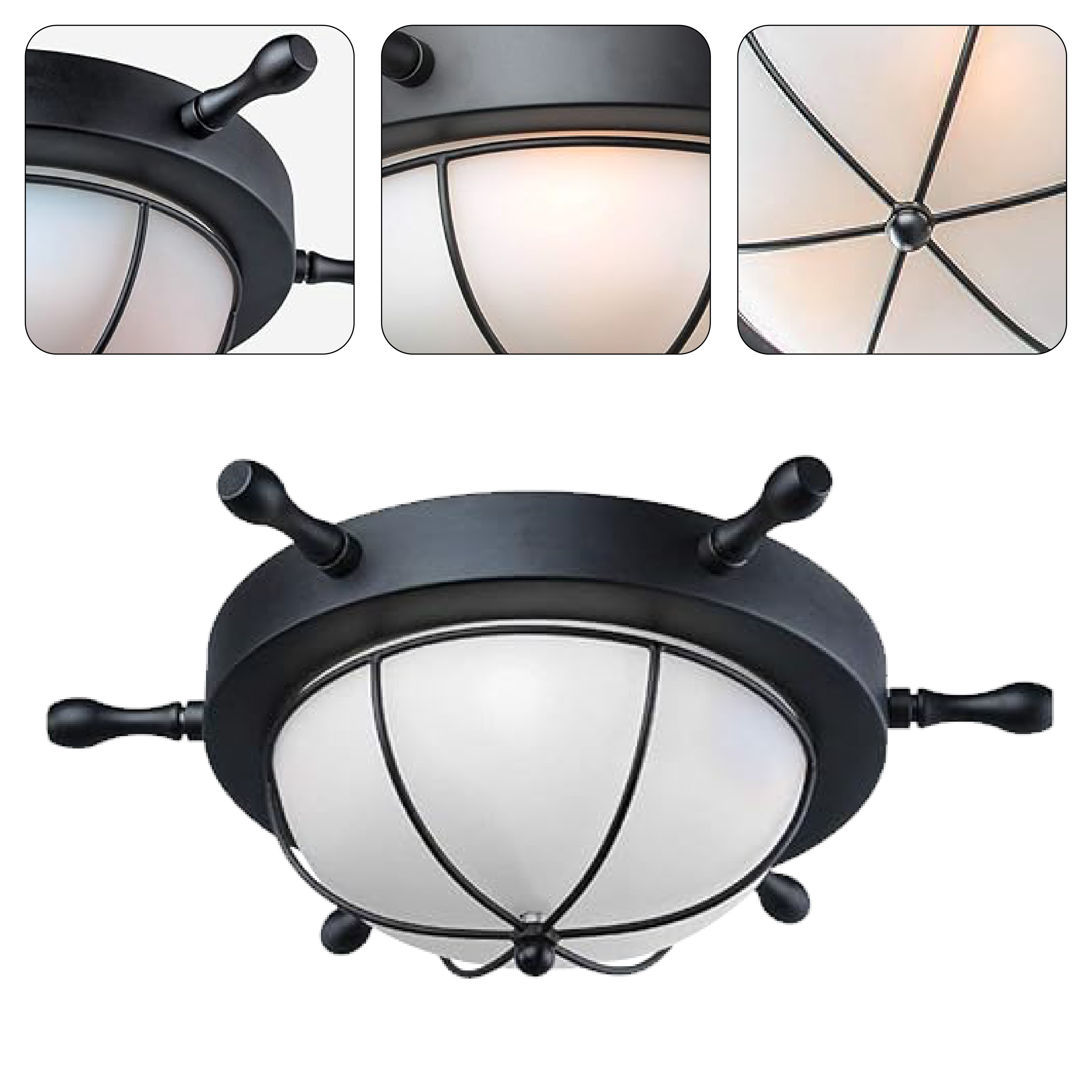 Industrial glass autical ceiling light black flush Mounts