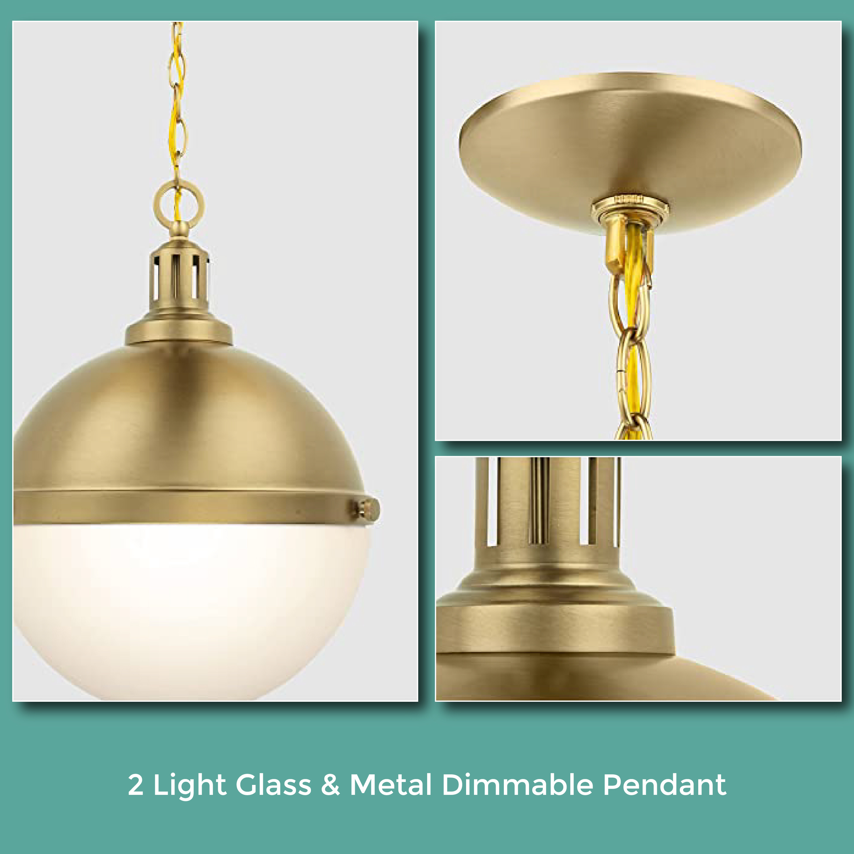 12-inch gold pendant light Glass entryway light fixture Kitchen island light