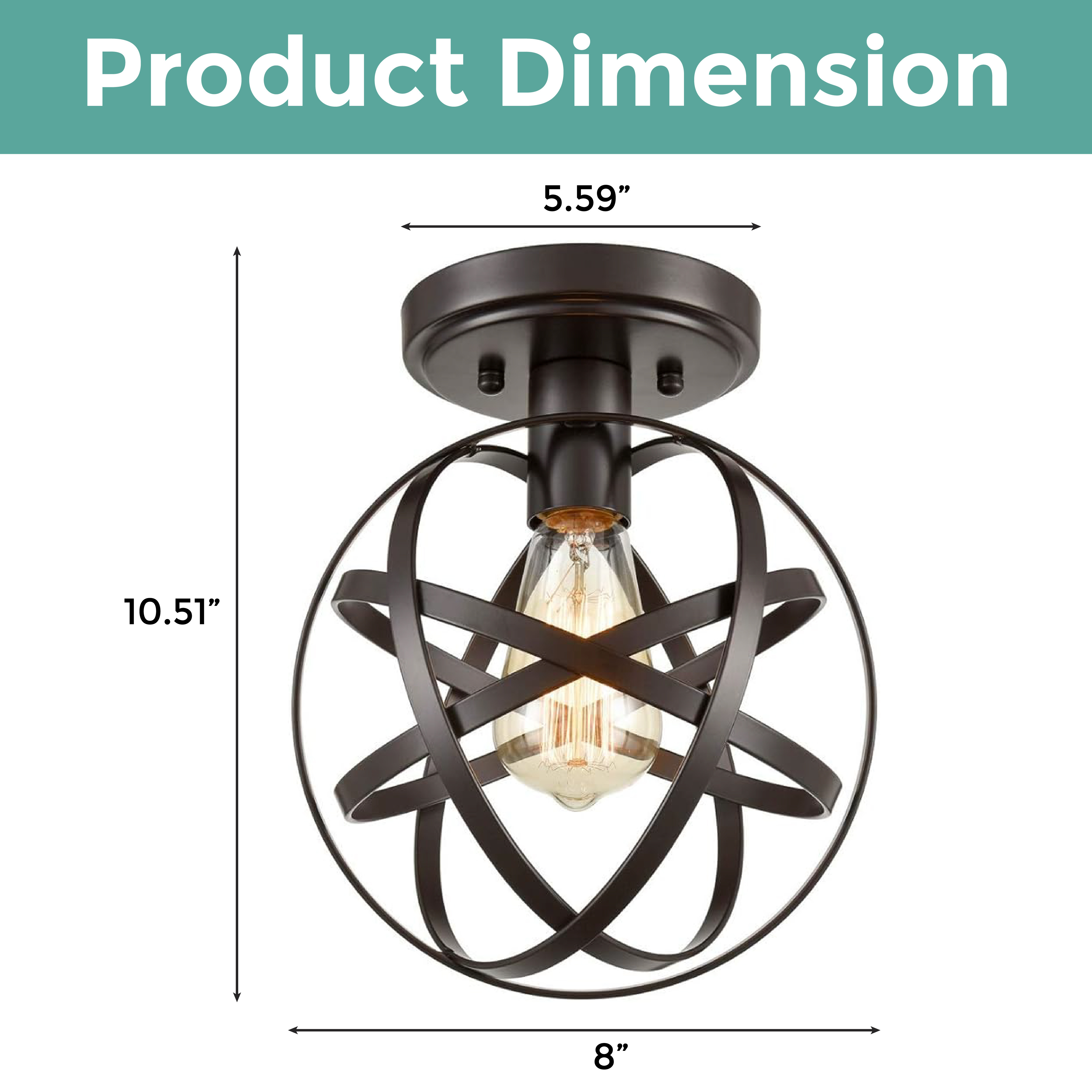 Industrial globe wire cage ceiling light fixture