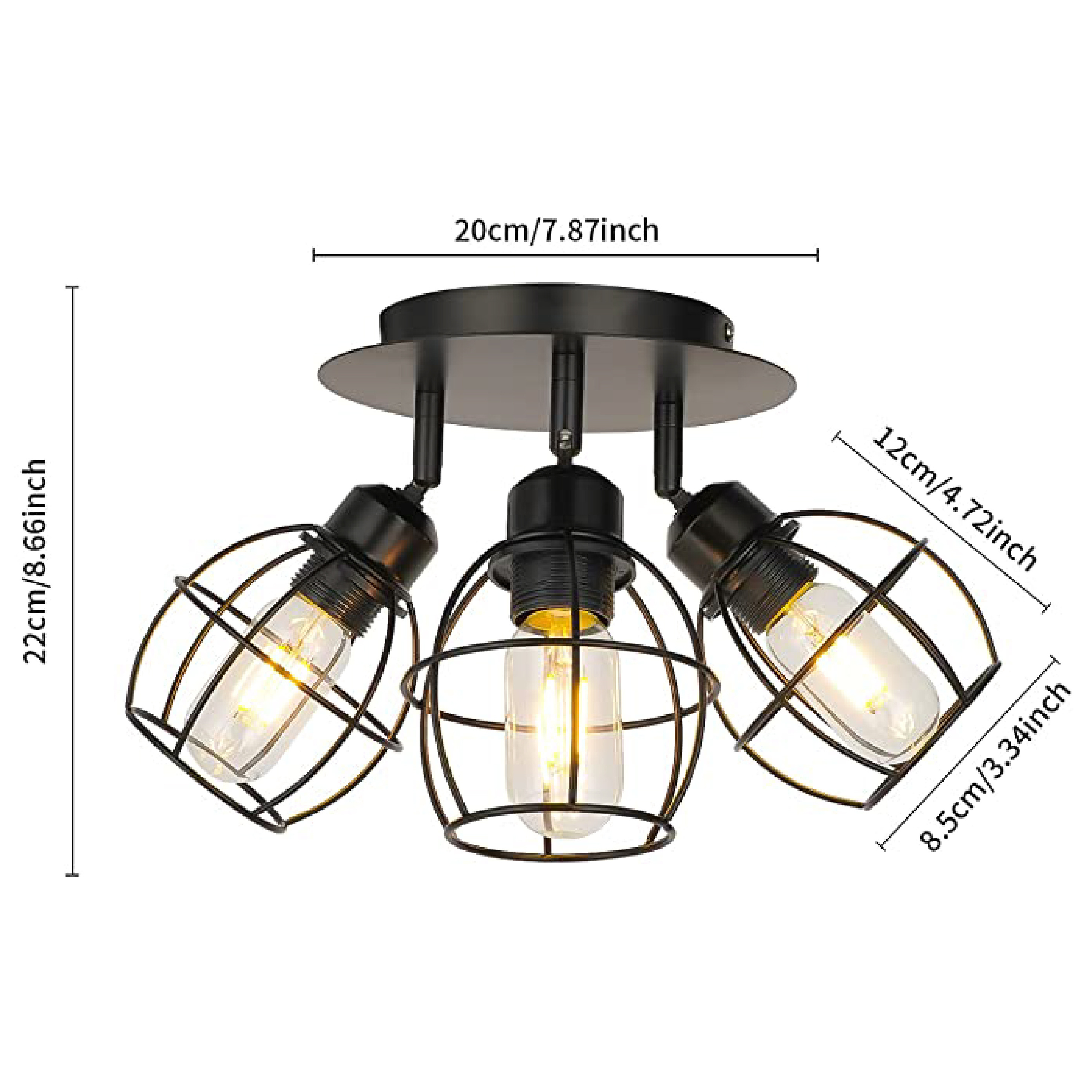 3 rustic ceiling light Black industrial flush mount ceiling light Metal entryway light fixture