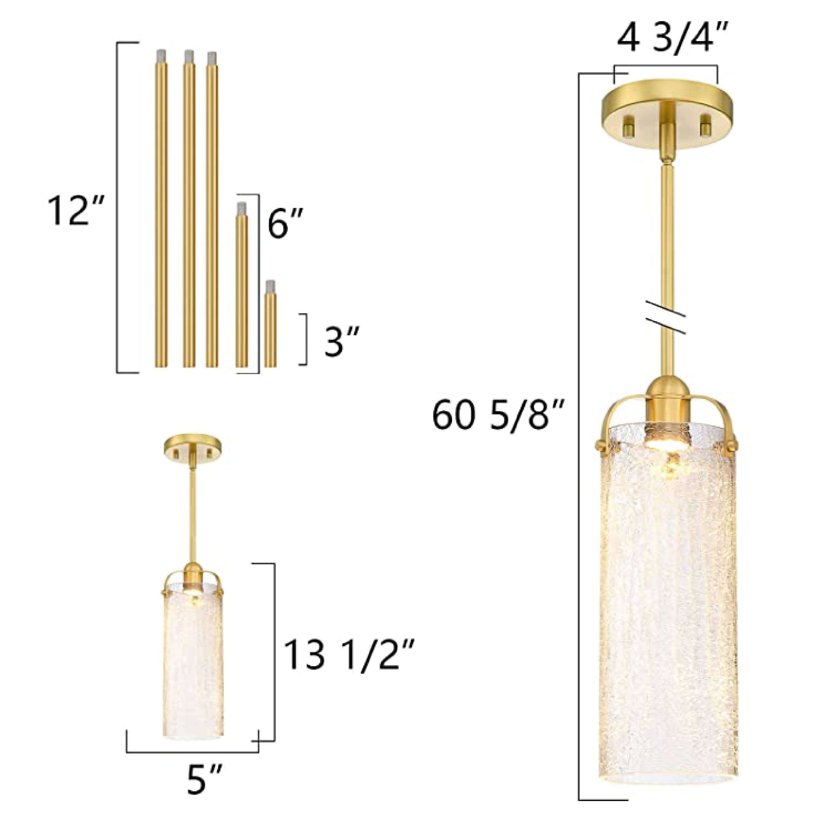 Glass farmhouse kitchen island Light Brass Gold Pendant Light Modern Hanging Light Fixtures