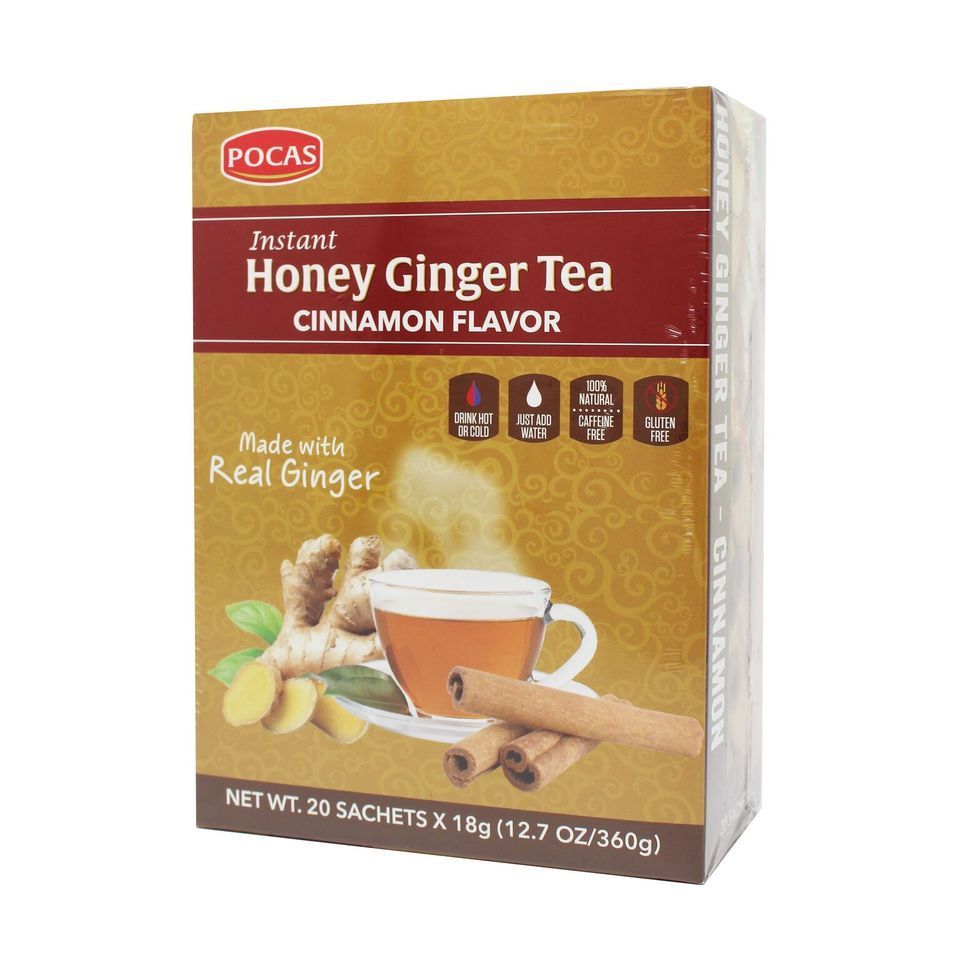 Pocas Instant Honey Ginger Tea 24 Boxes/20 Sachets 100% Natural Instant Honey Ginger Tea Made With Real Ginger