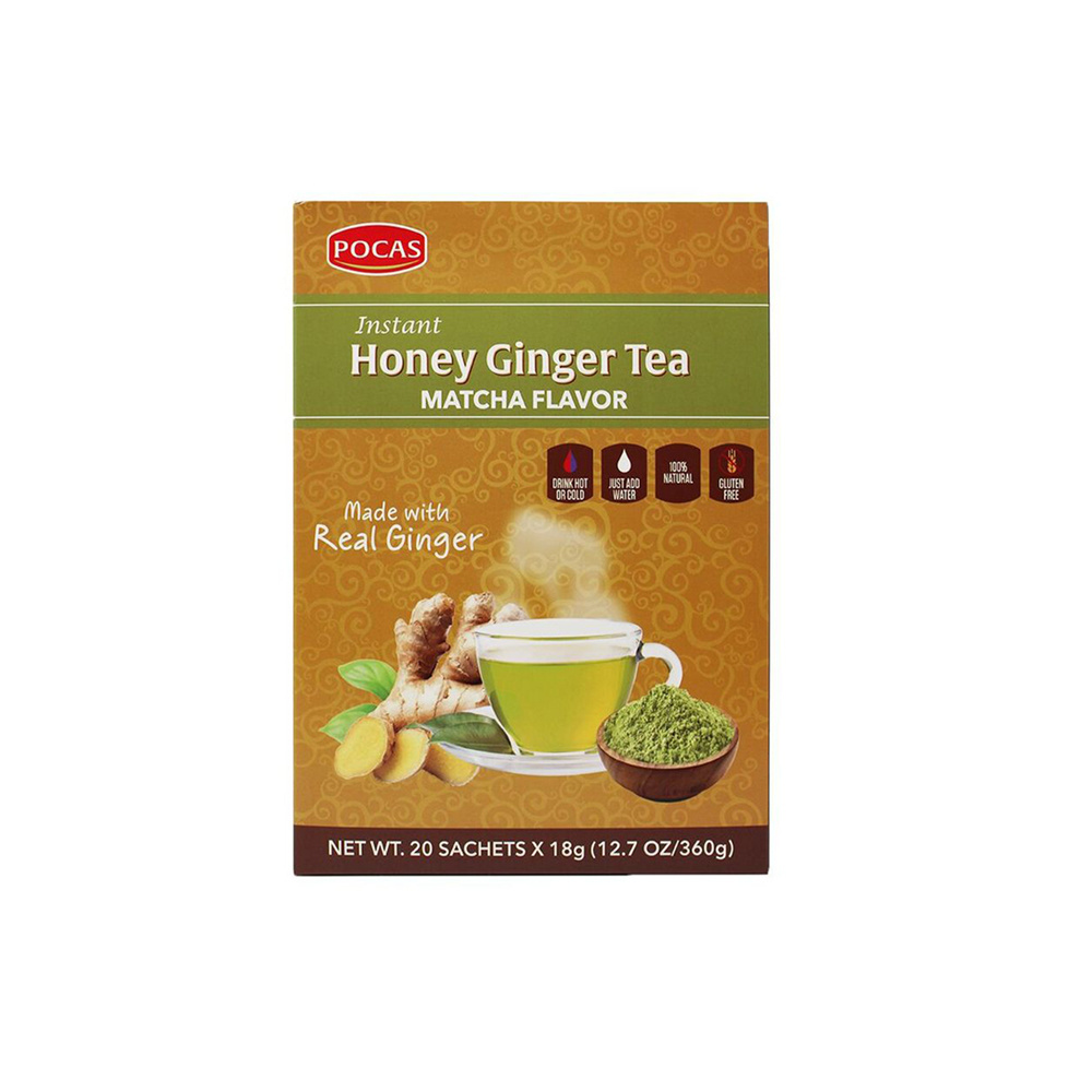 Pocas Instant Honey Ginger Tea 24 Boxes/20 Sachets 100% Natural Instant Honey Ginger Tea Made With Real Ginger