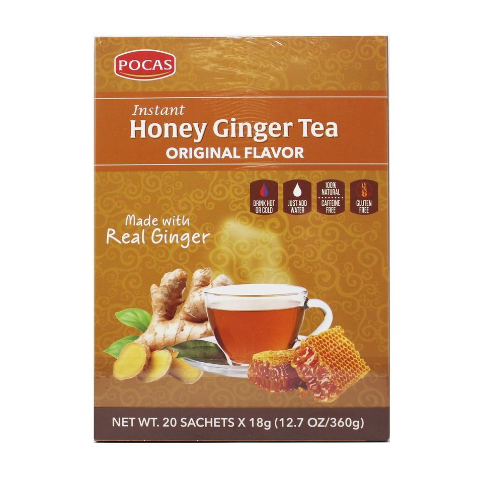 Pocas Instant Honey Ginger Tea 24 Boxes/20 Sachets 100% Natural Instant Honey Ginger Tea Made With Real Ginger