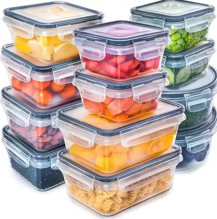 6pcs Clear Reusable Durable Kitchen Pantry Airtight Food Storage Containers Set, Multiple Size