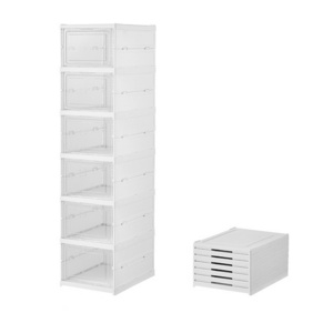 Large Shoe Storage Boxes Stackable Sneaker Containers Case Bins with Lids Great Alternative to Shoe Racks White