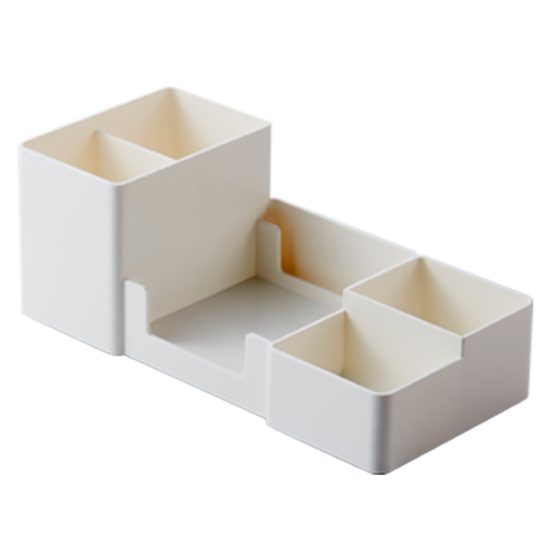 White Desk Office Organizer with Pencil Holders, Sticky Note Tray, Paperclip Storage and Office Accessories Caddy