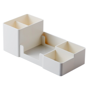 White Desk Office Organizer with Pencil Holders, Sticky Note Tray, Paperclip Storage and Office Accessories Caddy