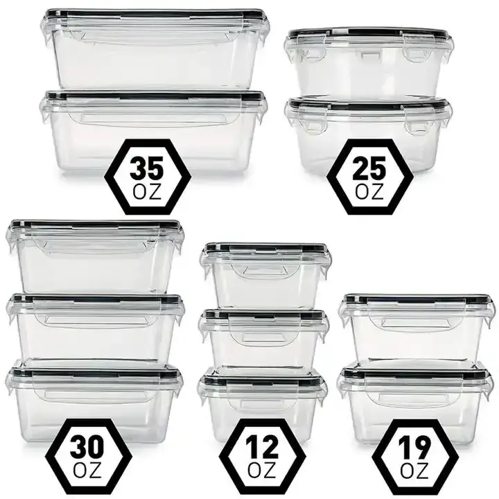 6pcs Clear Reusable Durable Kitchen Pantry Airtight Food Storage Containers Set, Multiple Size