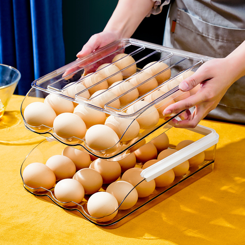 Egg Holder For Refrigerator Egg Fresh Storage Box for Fridge Clear Plastic Storage Container Tray